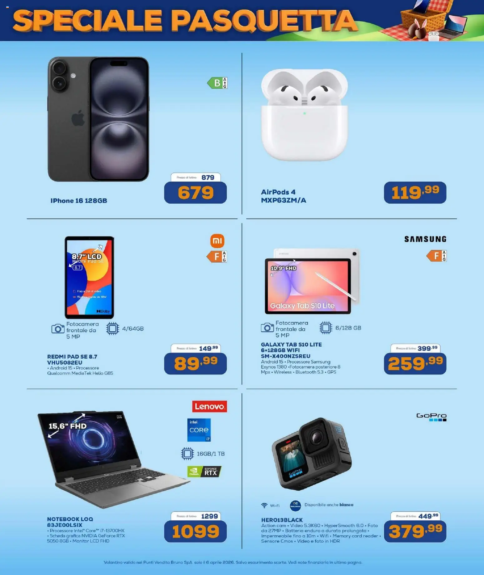 Volantino BRUNO del 06.04.2026 | Pagina: 2 | Prodotti: Notebook, Iphone, Video, Fotocamera