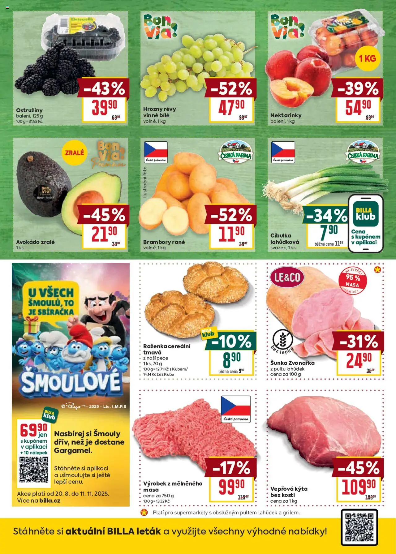 Billa Malý leták od 20.08.2025 | Strana: 2 | Produkty: Šunka, Nektarinky, Avokádo, Kýta