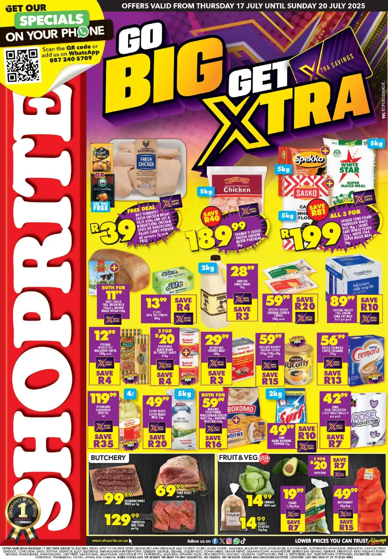 Shoprite Eastern Cape - Xtra Savings │ valid from 17.07.2025 | Page: 1 | Products: Steak, Powder, Pasta, Fruit