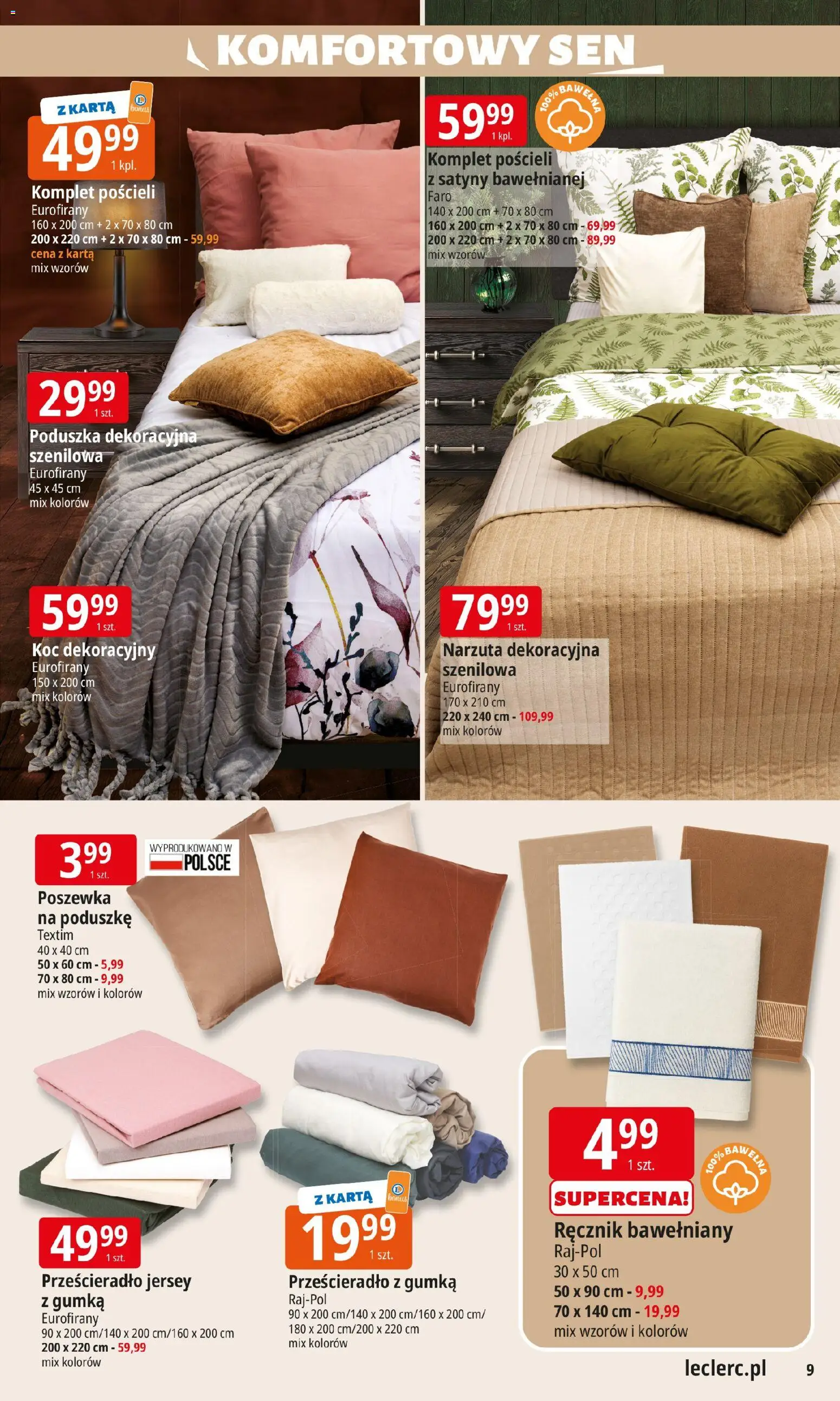 E.Leclerc Gazetka od 27.01.2026 | Strona: 9 | Produkty: Karta, Poduszka, Koc