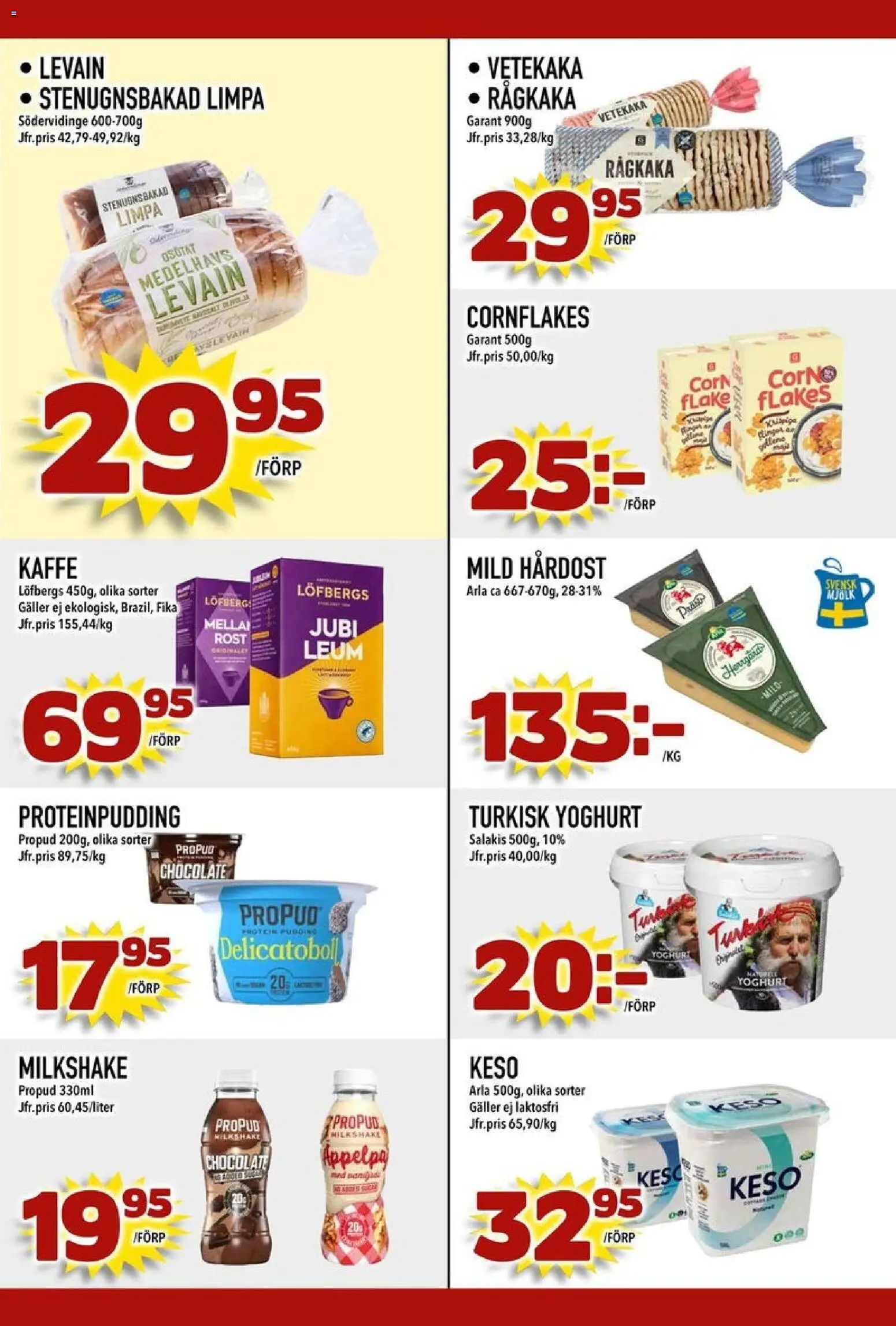 Din Mat reklamblad aktuell från 10.11.2025 | Sida: 4 | Produkter: Proteinpudding, Galler, Levain, Yoghurt