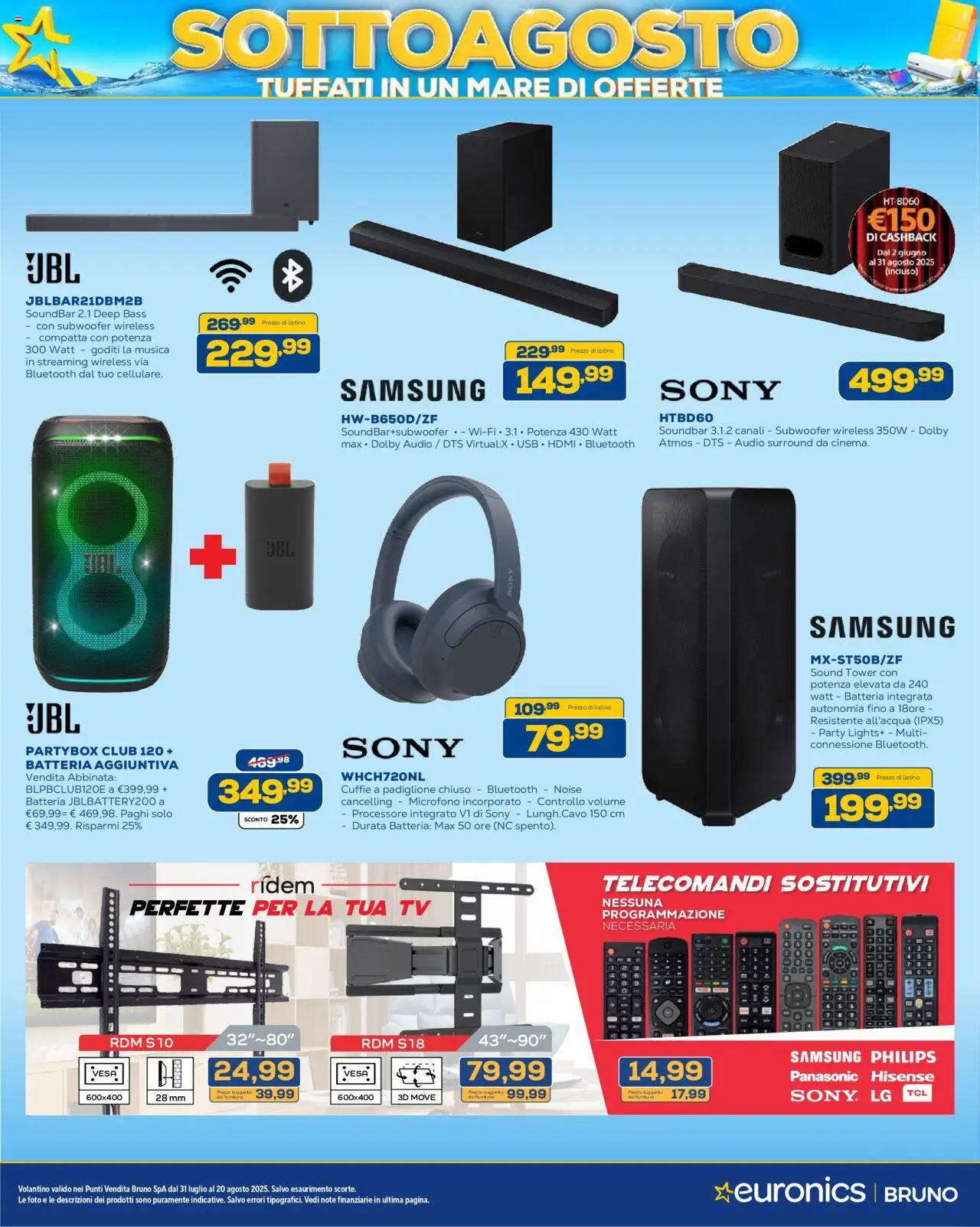 Volantino Euronics del 31.07.2025 | Pagina: 37 | Prodotti: Soundbar, TV, USB, Samsung
