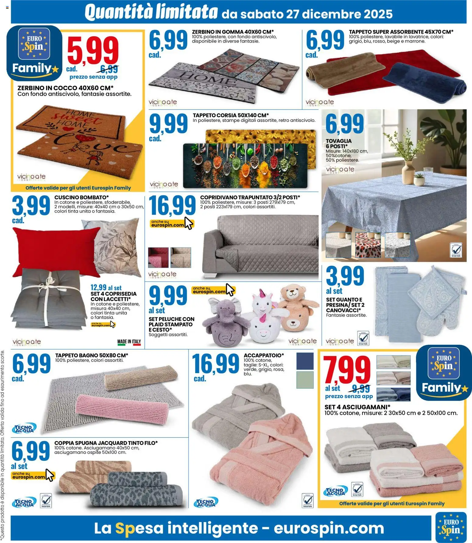 Volantino Eurospin del 27.12.2025 | Pagina: 9 | Prodotti: Spugna, Cocco, Coprisedia, Zerbino
