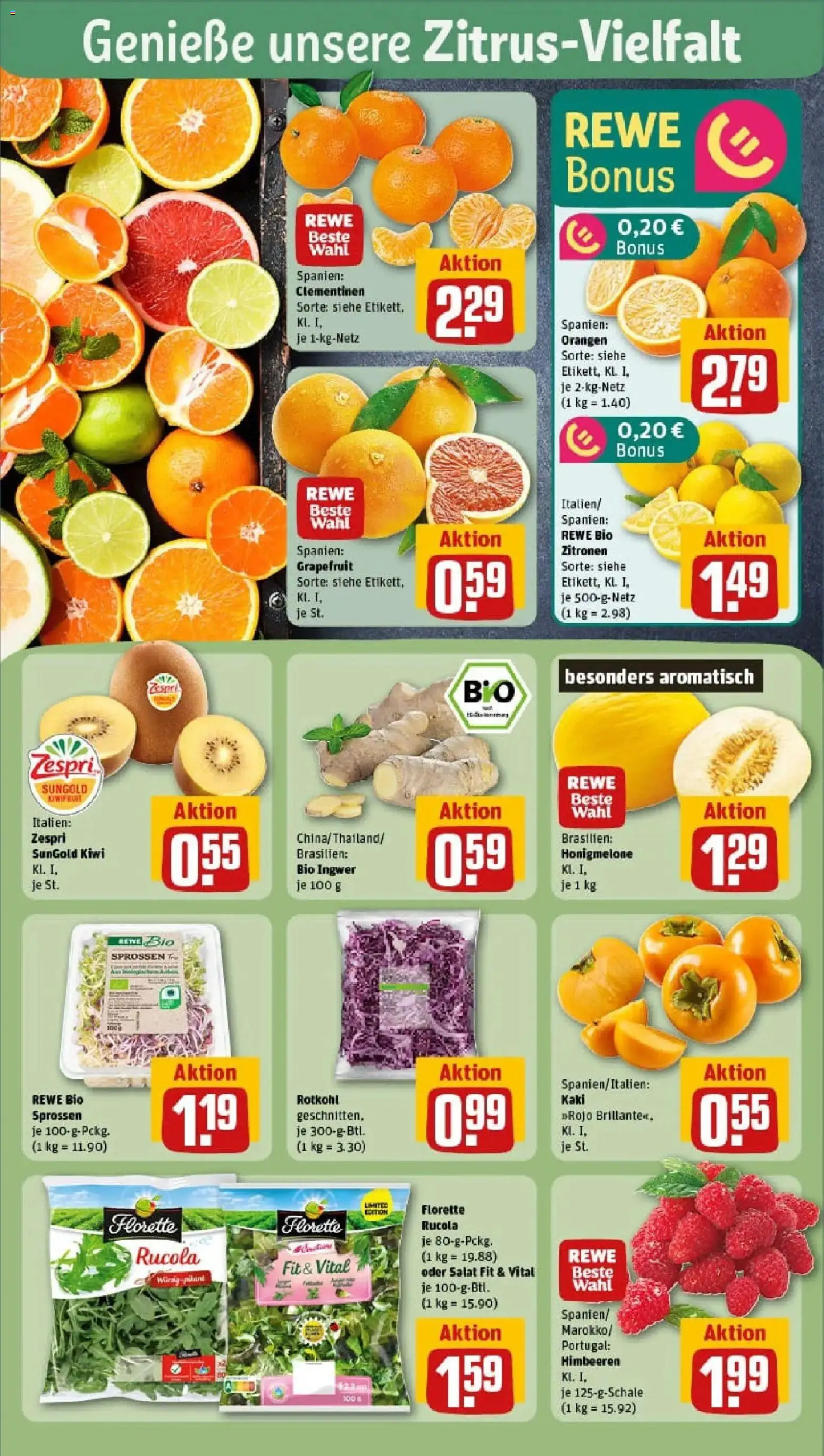 Rewe prospekt Bremen	 – gültig ab 10.11.2025 | Seite: 6 | Produkte: Himbeeren, Rotkohl, Honigmelone, Zitronen