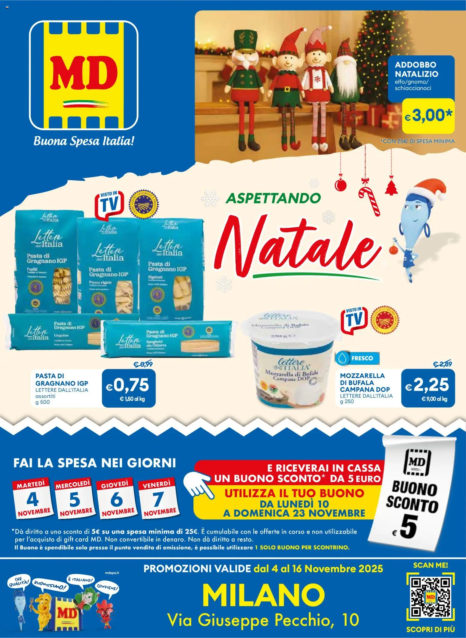 Volantino MD Discount del 04.11.2025 | Pagina: 1 | Prodotti: Mozzarella, Pasta