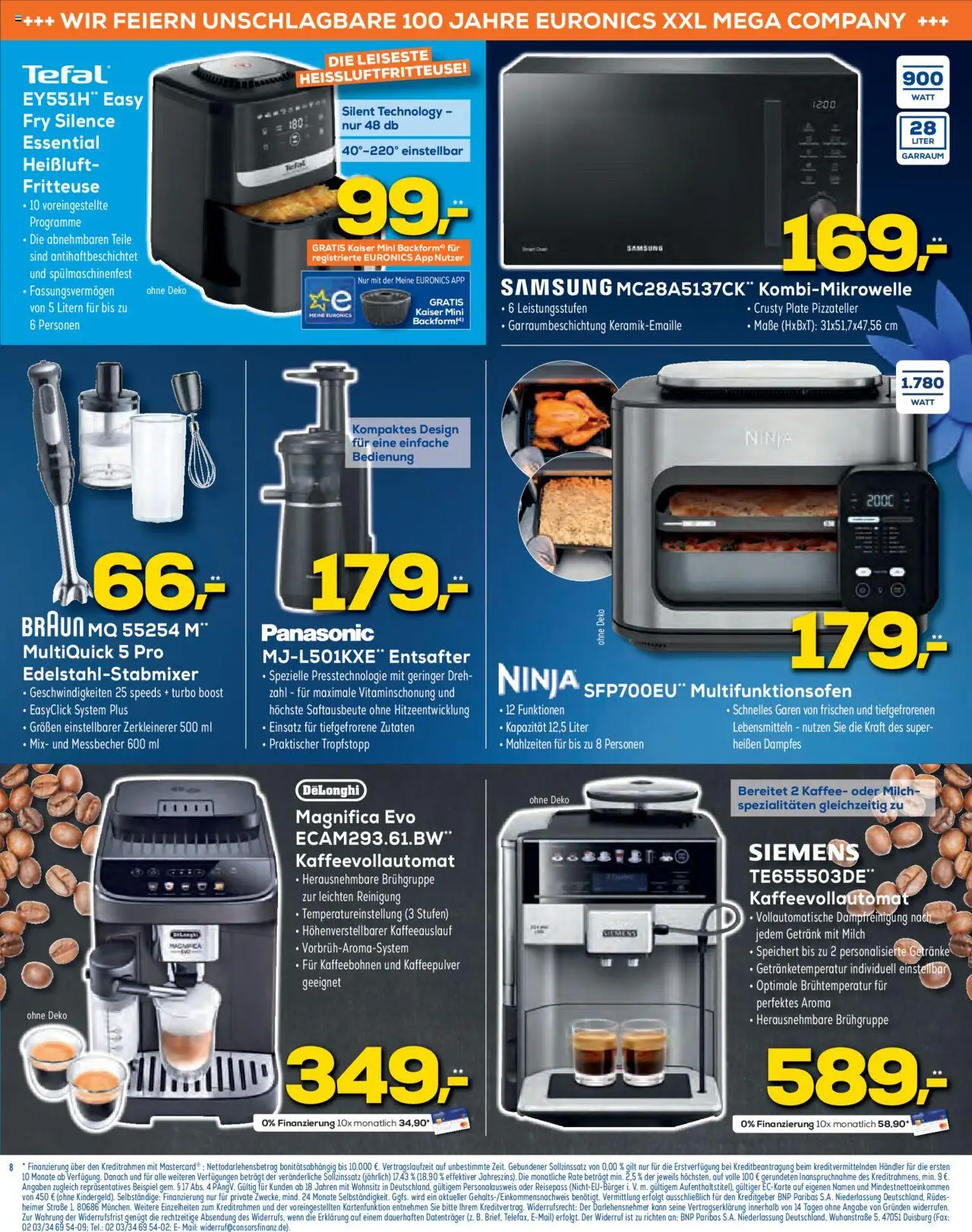 Euronics Prospekt 	 – gültig ab 10.09.2025 | Seite: 8 | Produkte: Siemens, Milch, Kaffeevollautomat, Heißluftfritteuse