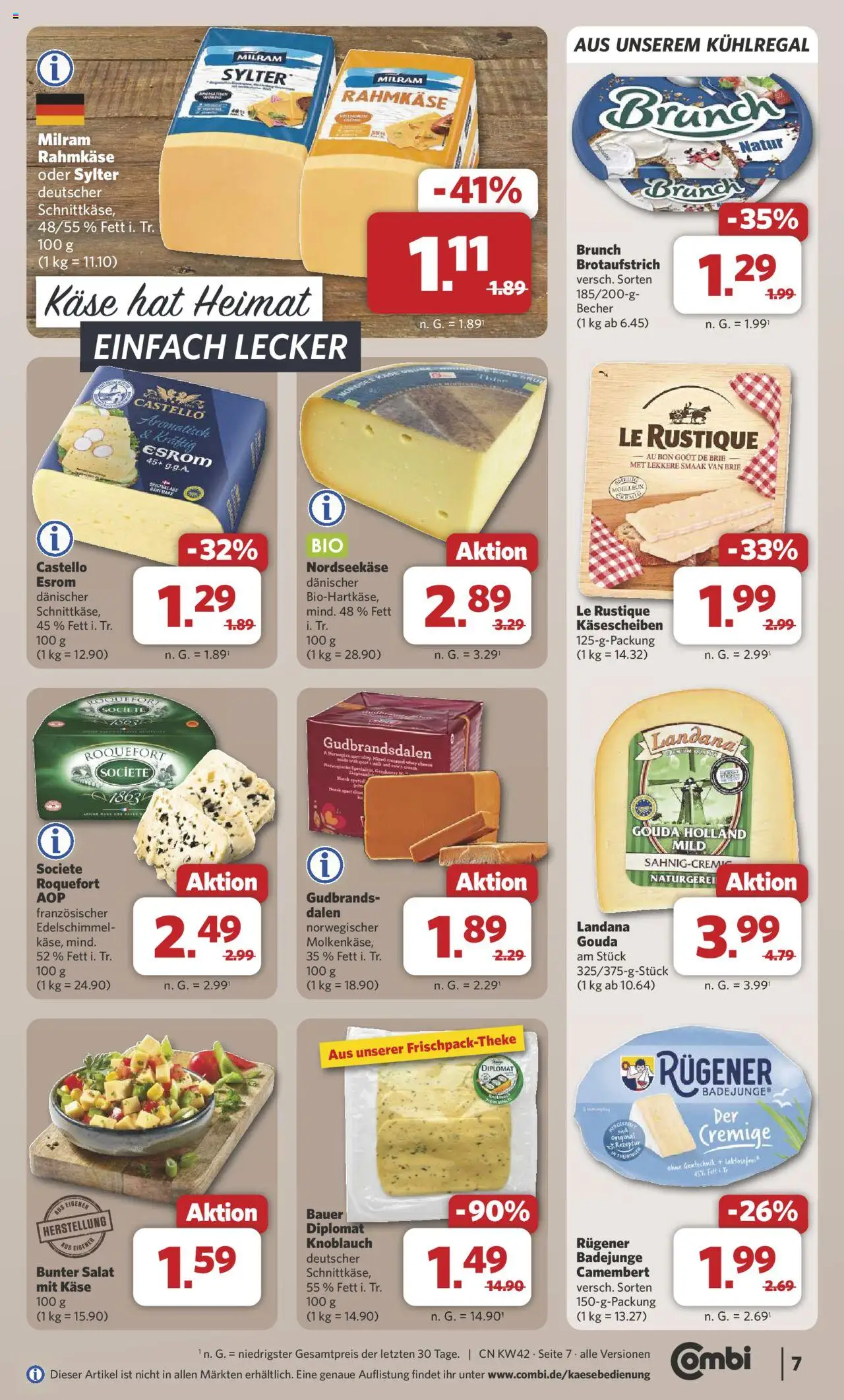 Combi Prospekt 	 – gültig ab 13.10.2025 | Seite: 7 | Produkte: Käse, Gouda, Knoblauch, Salat