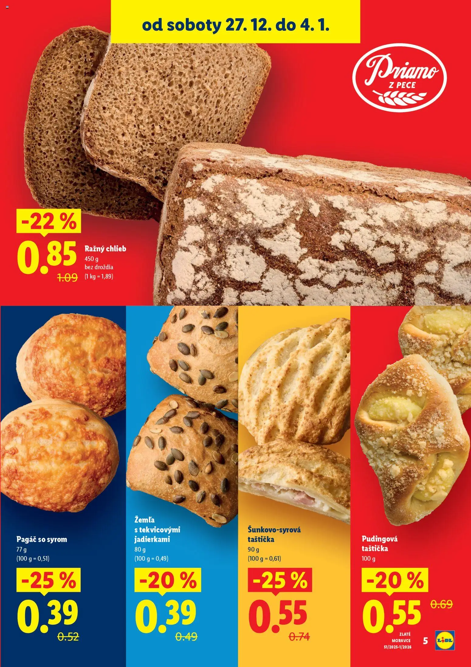 Nové Lidl akcie – leták je platný od 27.12.2025 | Strana: 5 | Produkty: Chlieb