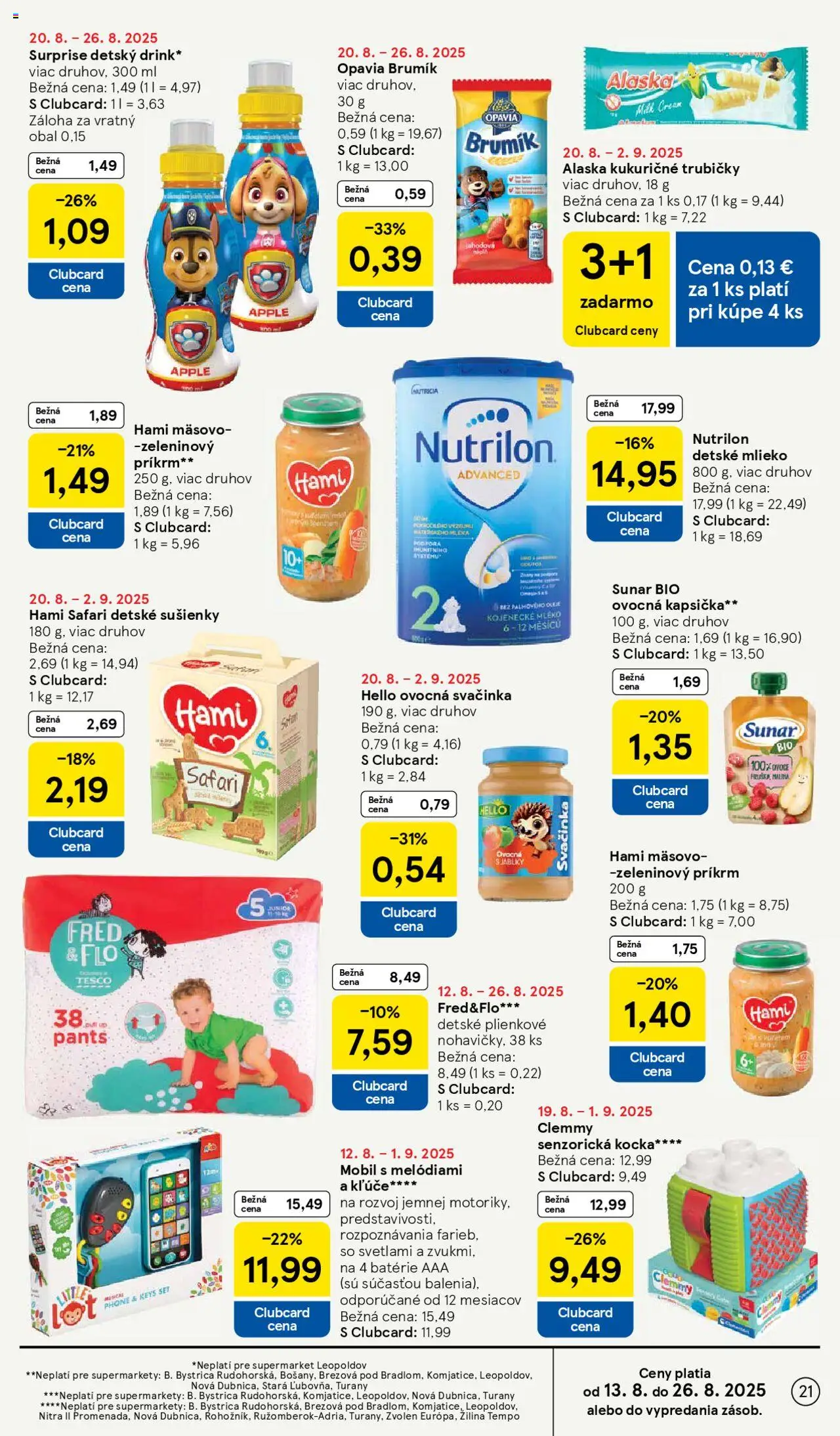 Tesco Supermarket - leták │ platný od 20.08.2025 | Strana: 21 | Produkty: Mobil, Nutrilon, Nohavičky