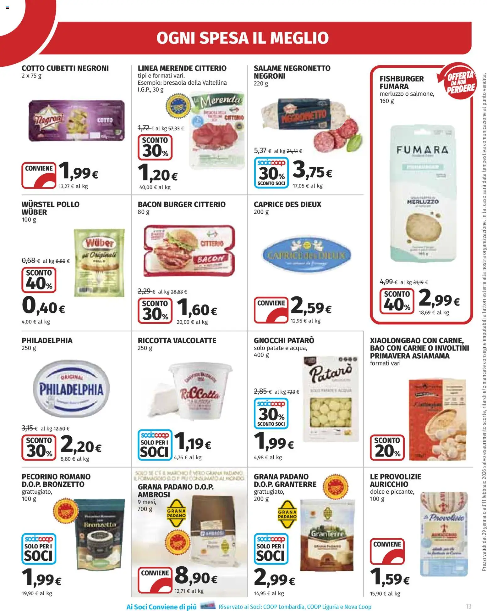 Volantino Ipercoop del 29.01.2026 | Pagina: 13 | Prodotti: Bresaola, Patate, Data, Pecorino Romano