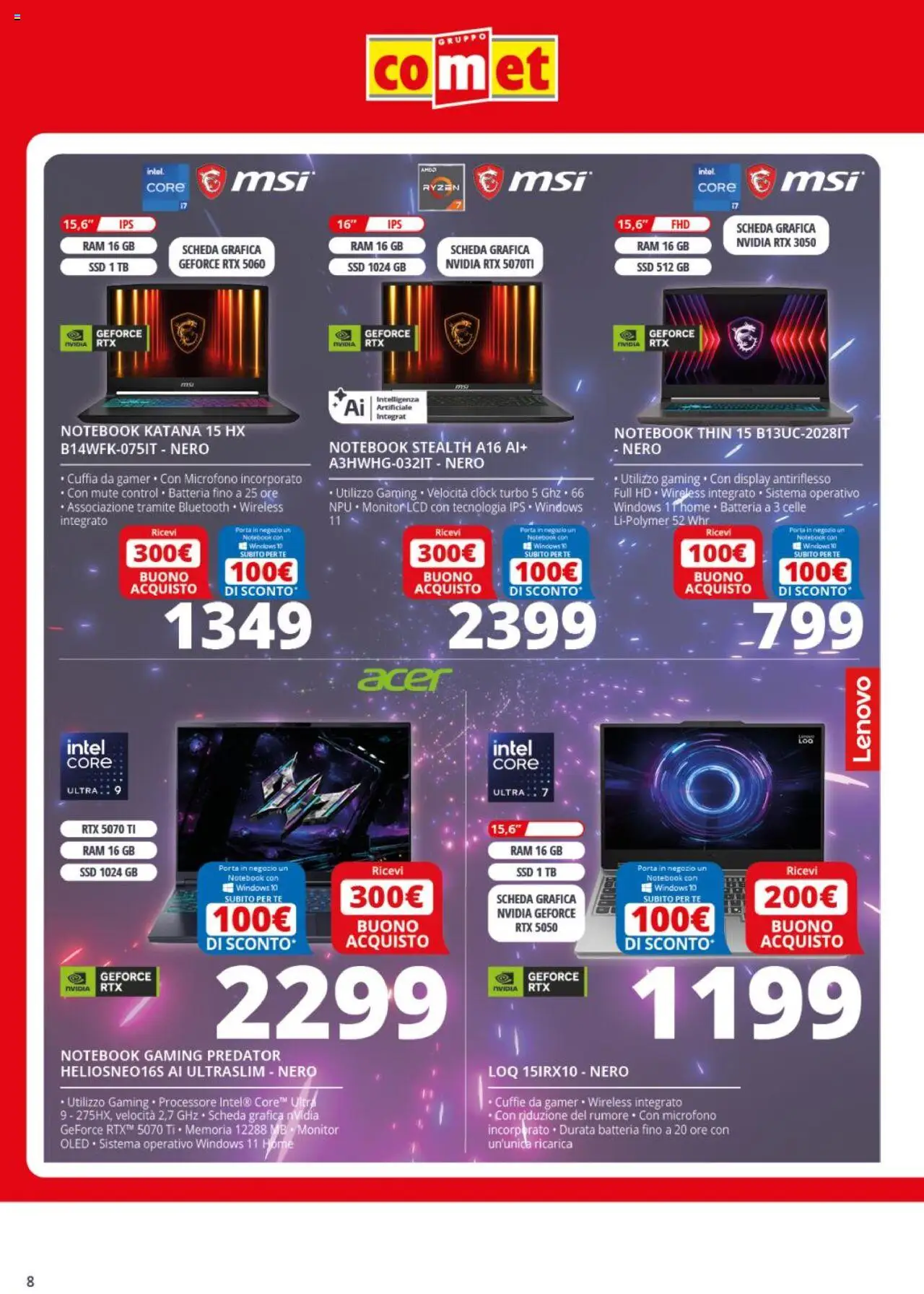 Volantino Comet del 25.08.2025 | Pagina: 8 | Prodotti: Notebook, Tè, Microfono, Batteria