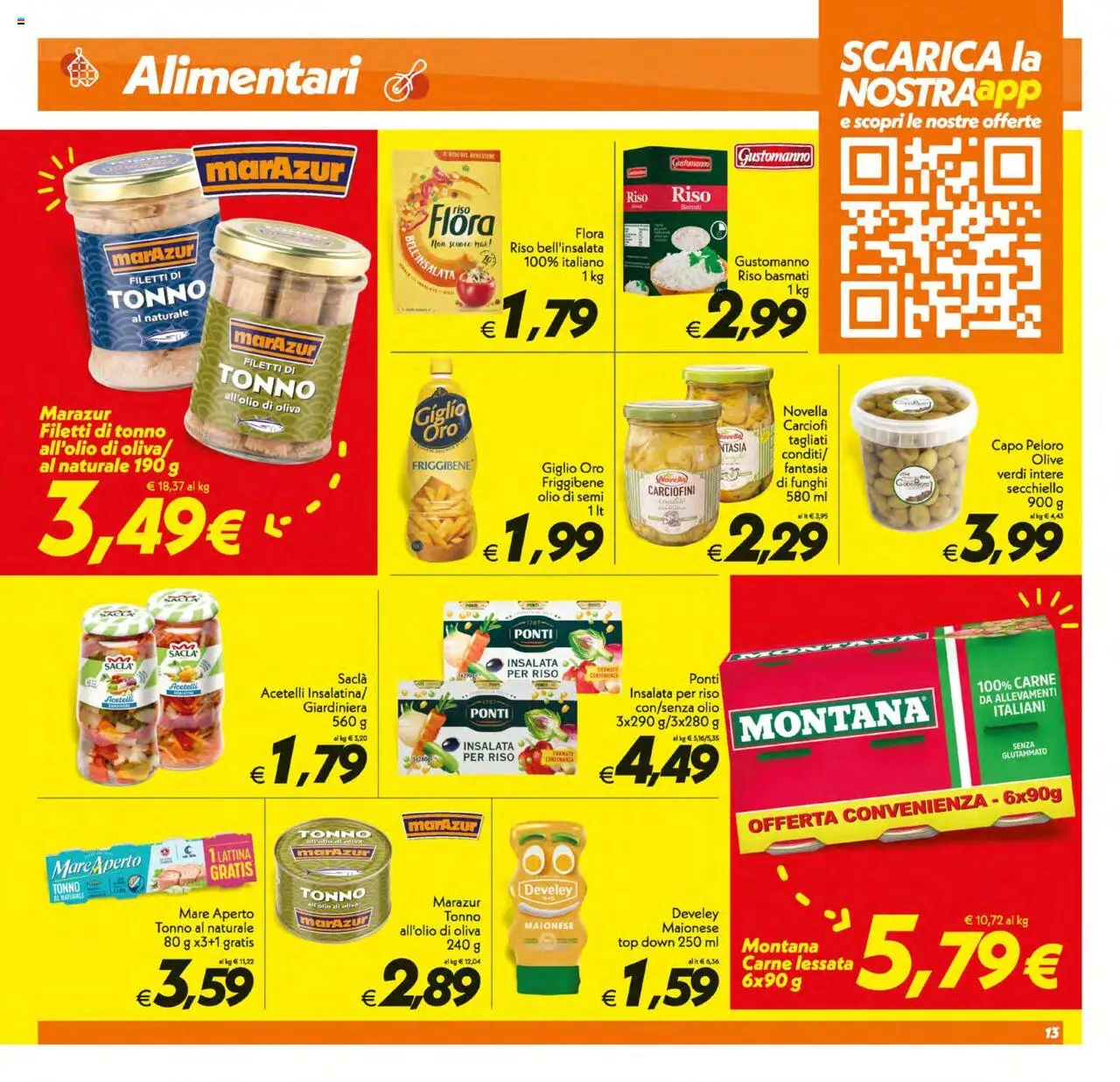 Volantino SuperConveniente del 12.08.2025 | Pagina: 13 | Prodotti: Riso Basmati, Insalata, Carciofi, Tonno al naturale