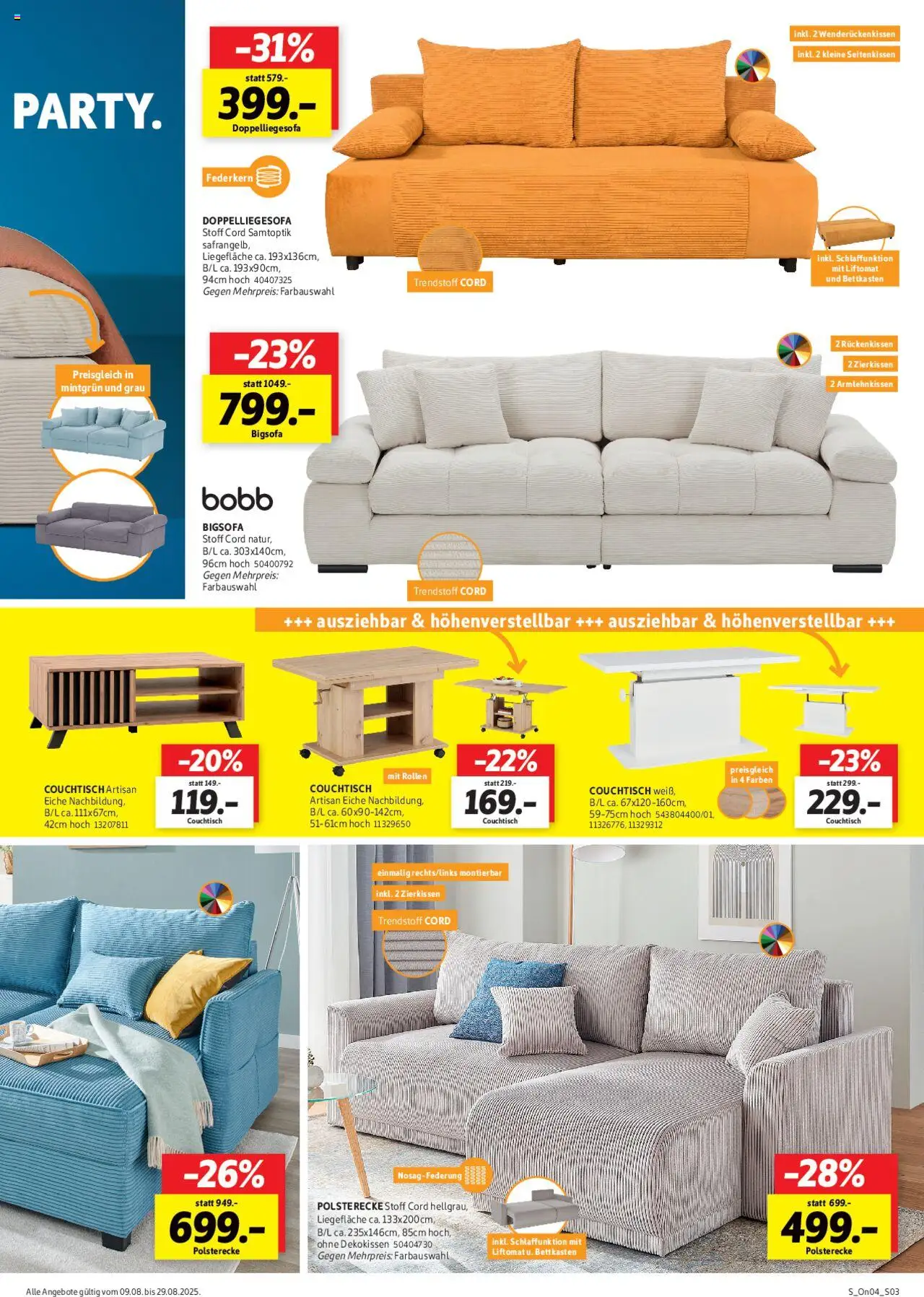 Sconto Prospekt 	 - gültig ab dem 09.08.2025 | Seite: 3 | Produkte: Bigsofa, Couchtisch