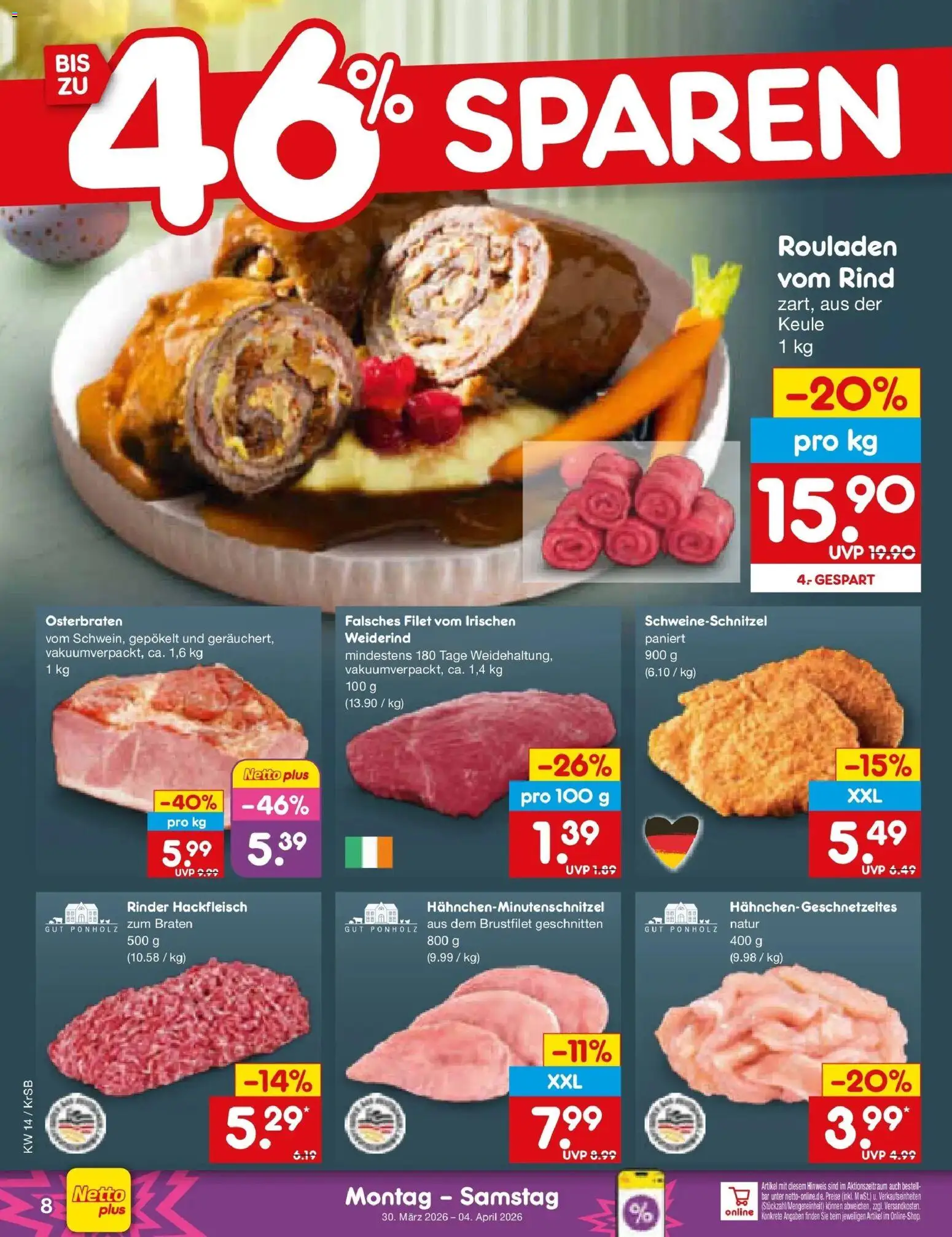 Netto Marken-Discount Prospekt Jüchen	 – gültig ab 29.03.2026 | Seite: 8 | Produkte: Hackfleisch