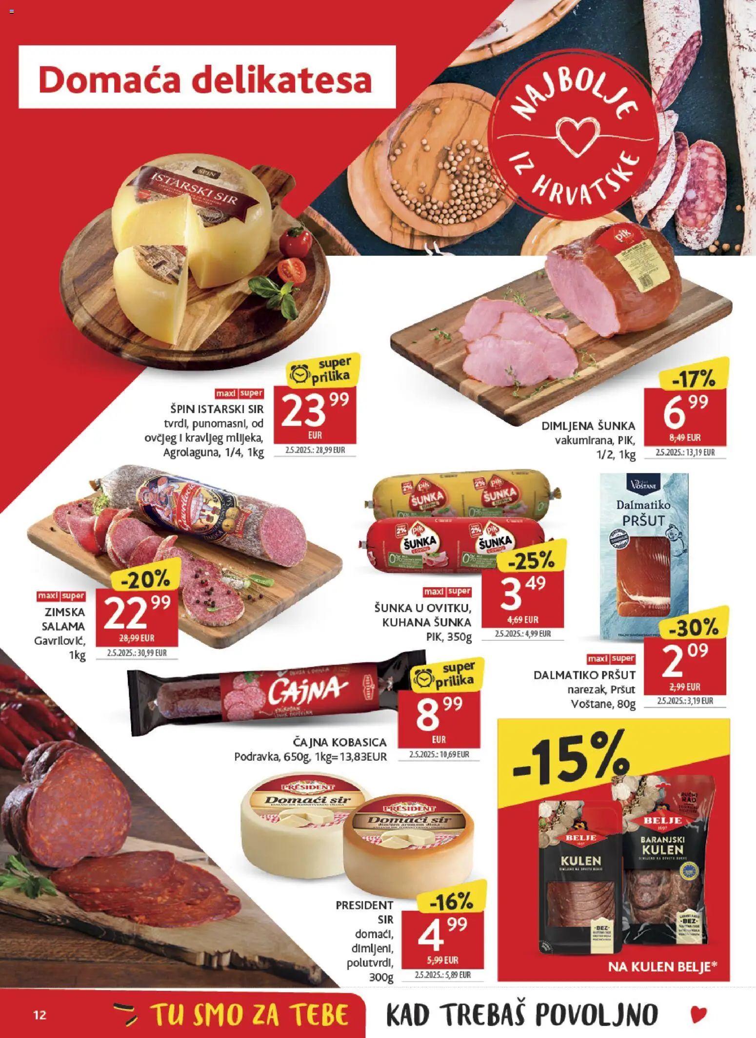 Konzum katalog | vrijedi od 18.02.2026 | Stranica: 12 | Proizvodi: Salama, Šunka, Podravka, Pršut