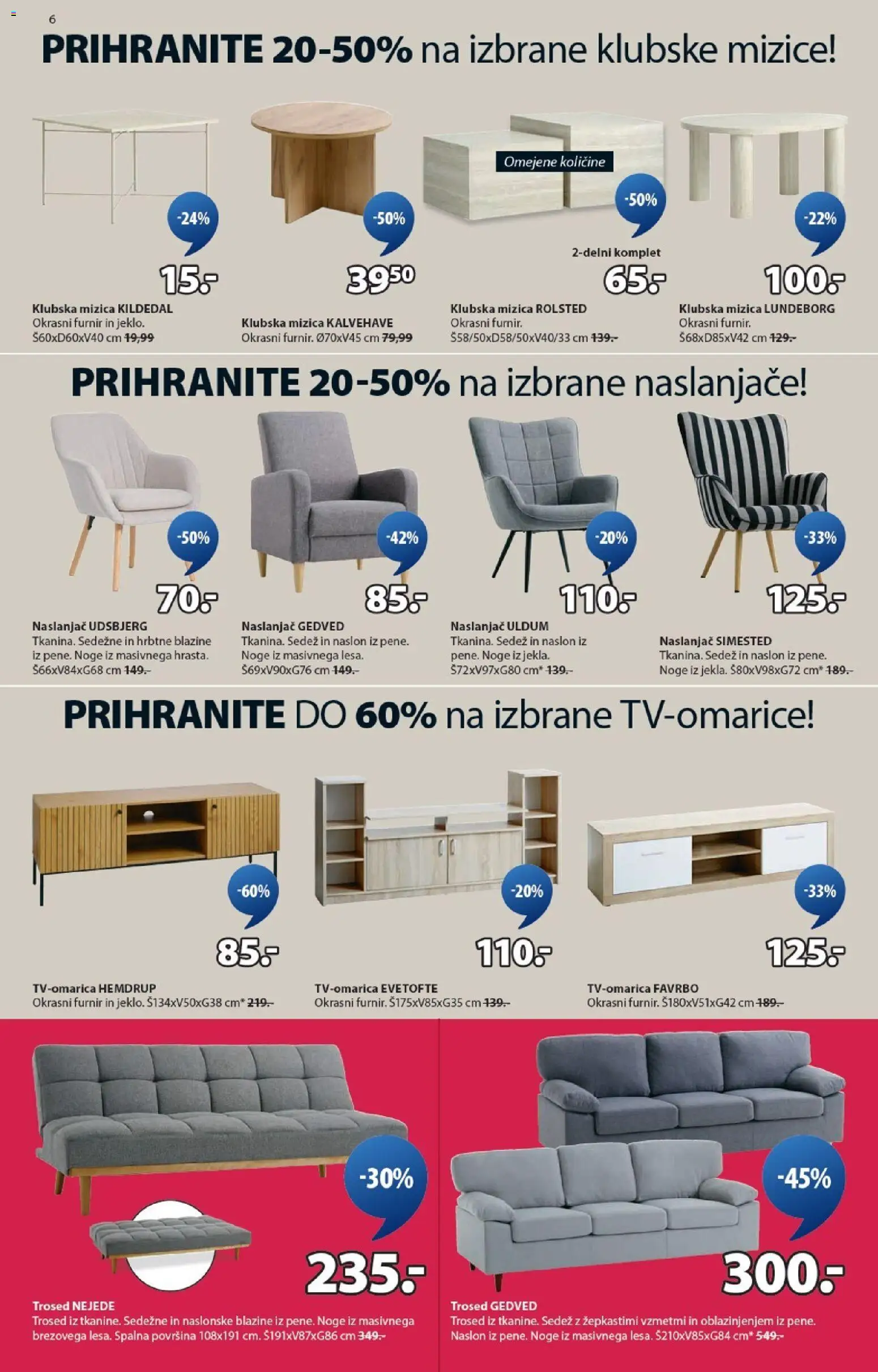 Novi JYSK katalog ponudbe – veljaven od 31.12.2025 | Stran: 6 | Izdelki: Mizica, Naslanjač, Trosed, Furnir