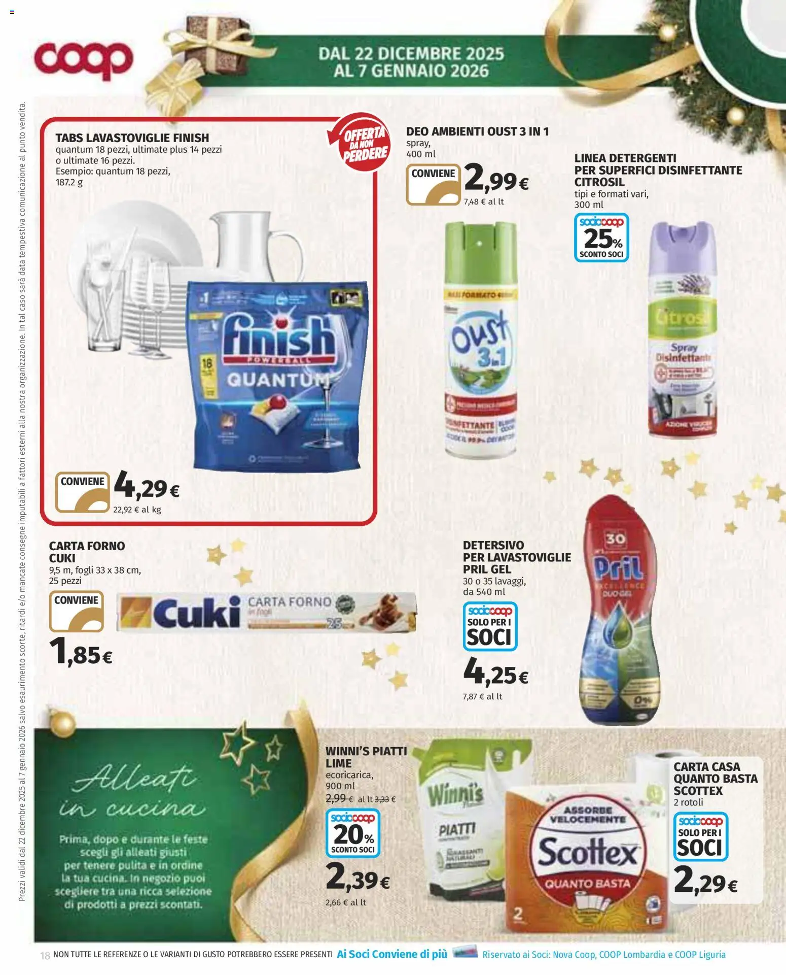 Volantino COOP del 22.12.2025 | Pagina: 18 | Prodotti: Detersivo per lavastoviglie, Lime, Lavastoviglie, Forno