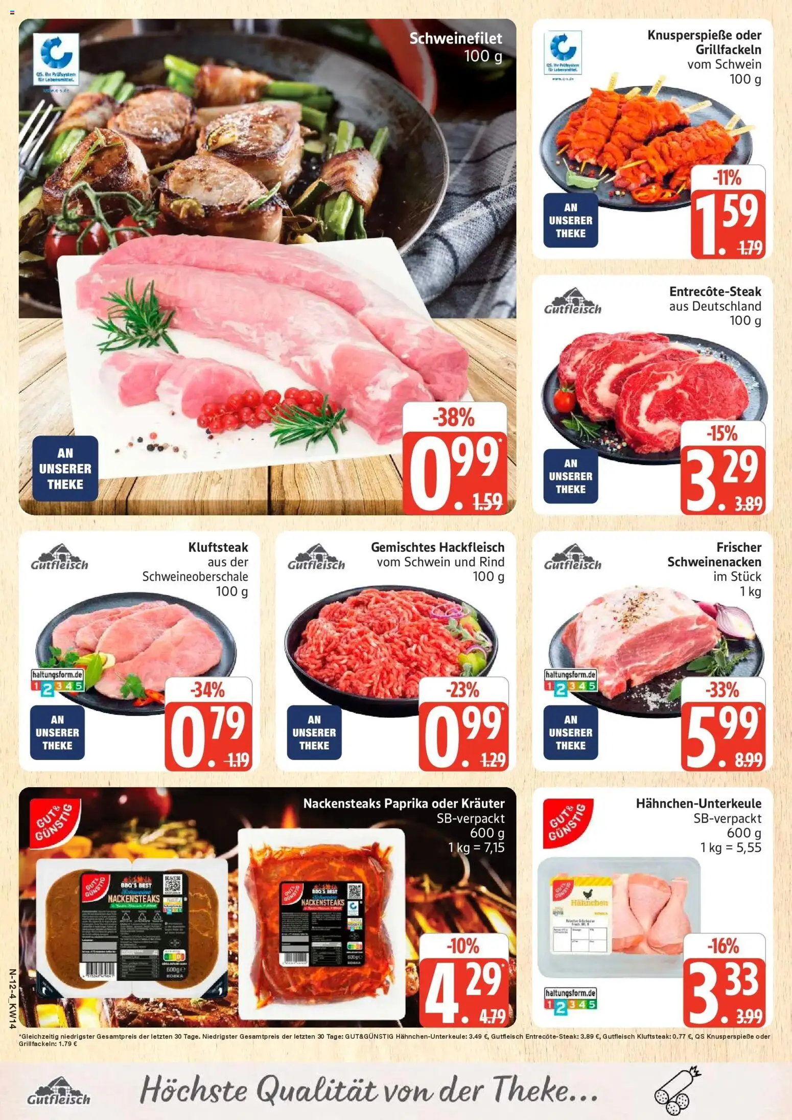 Edeka prospekt Rostock	 – gültig ab 30.03.2026 | Seite: 12 | Produkte: Hahnchen, Schweinenacken, Schweinefilet, Steak