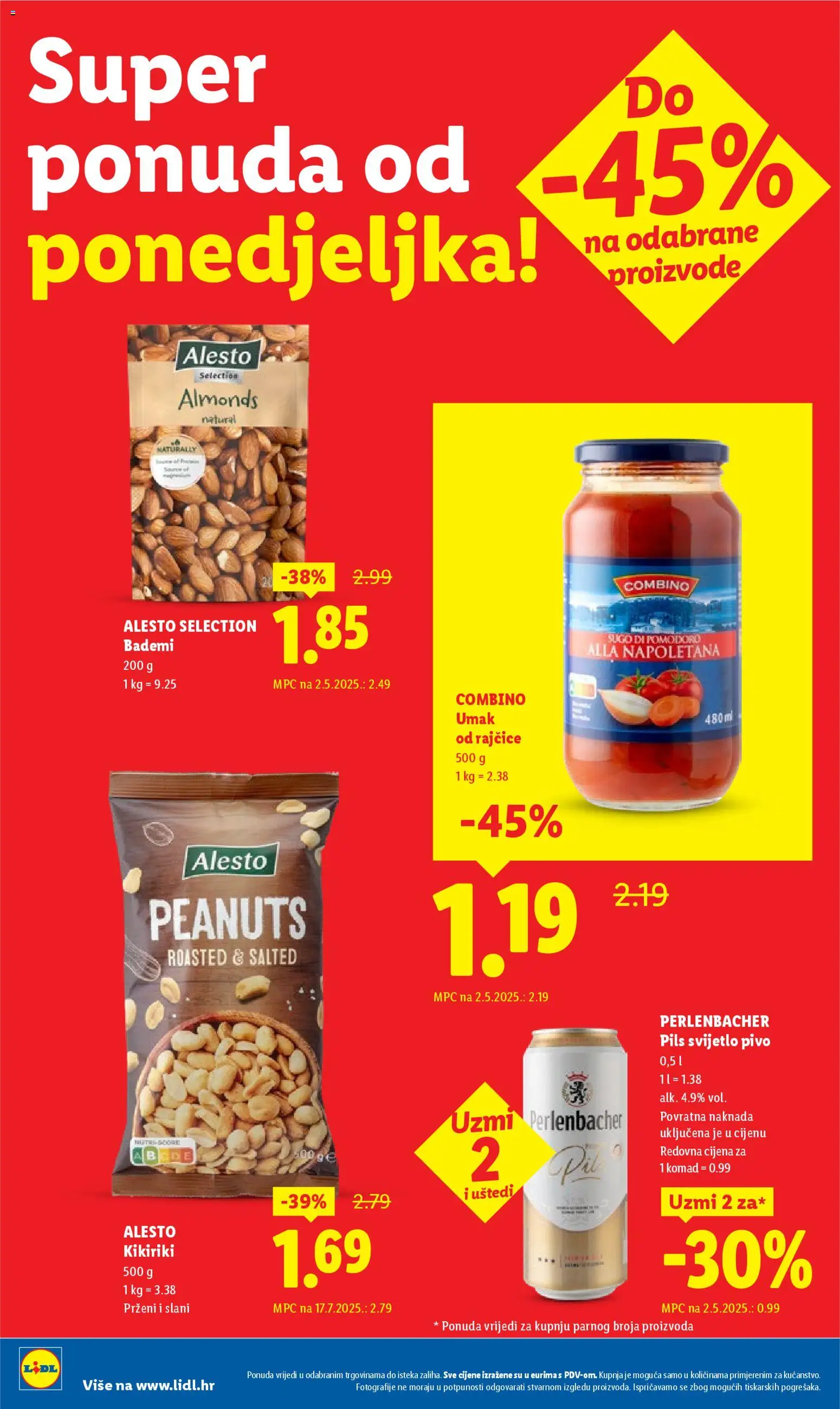 Lidl katalog | vrijedi od 19.01.2026 | Stranica: 2 | Proizvodi: Pivo, Rajčice, Kikiriki, Umak