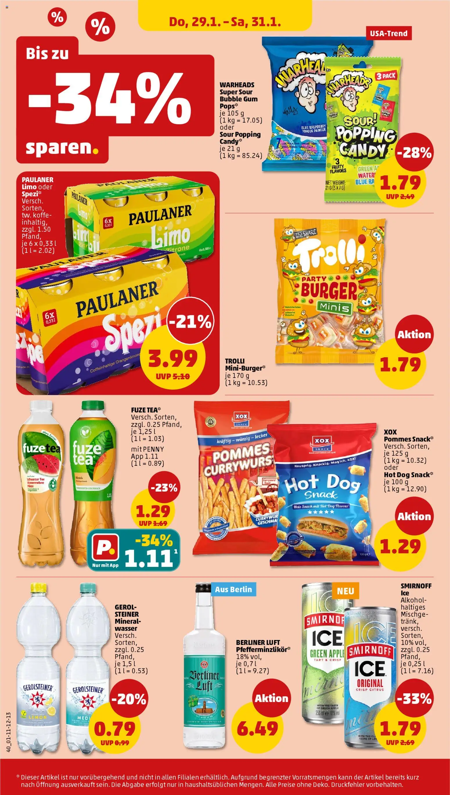 Penny Prospekt 	 – gültig ab 26.01.2026 | Seite: 42 | Produkte: Berliner, Pommes, Smirnoff, Paulaner