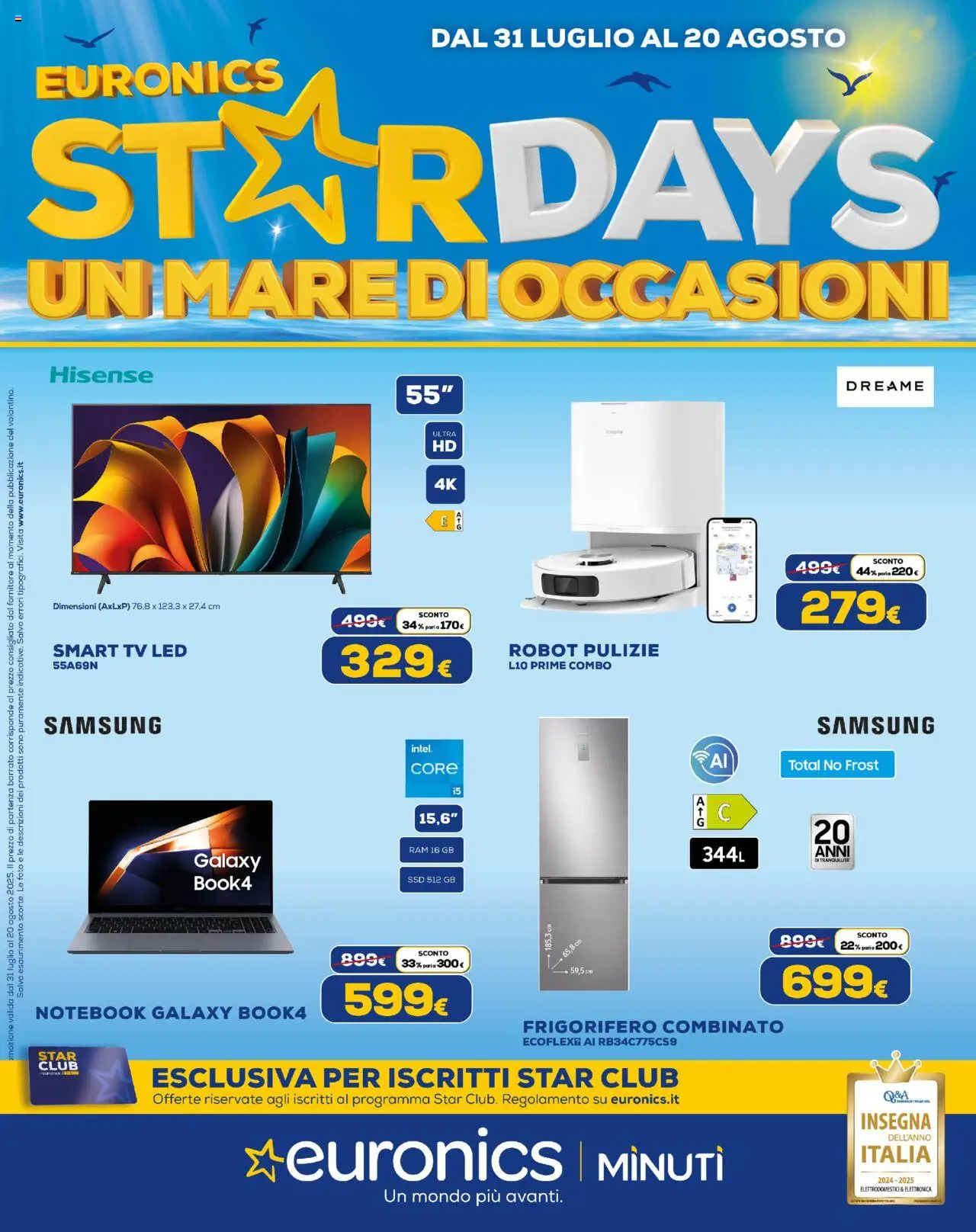 Volantino Euronics del 31.07.2025 | Pagina: 1 | Prodotti: Notebook, TV, Robot, Samsung