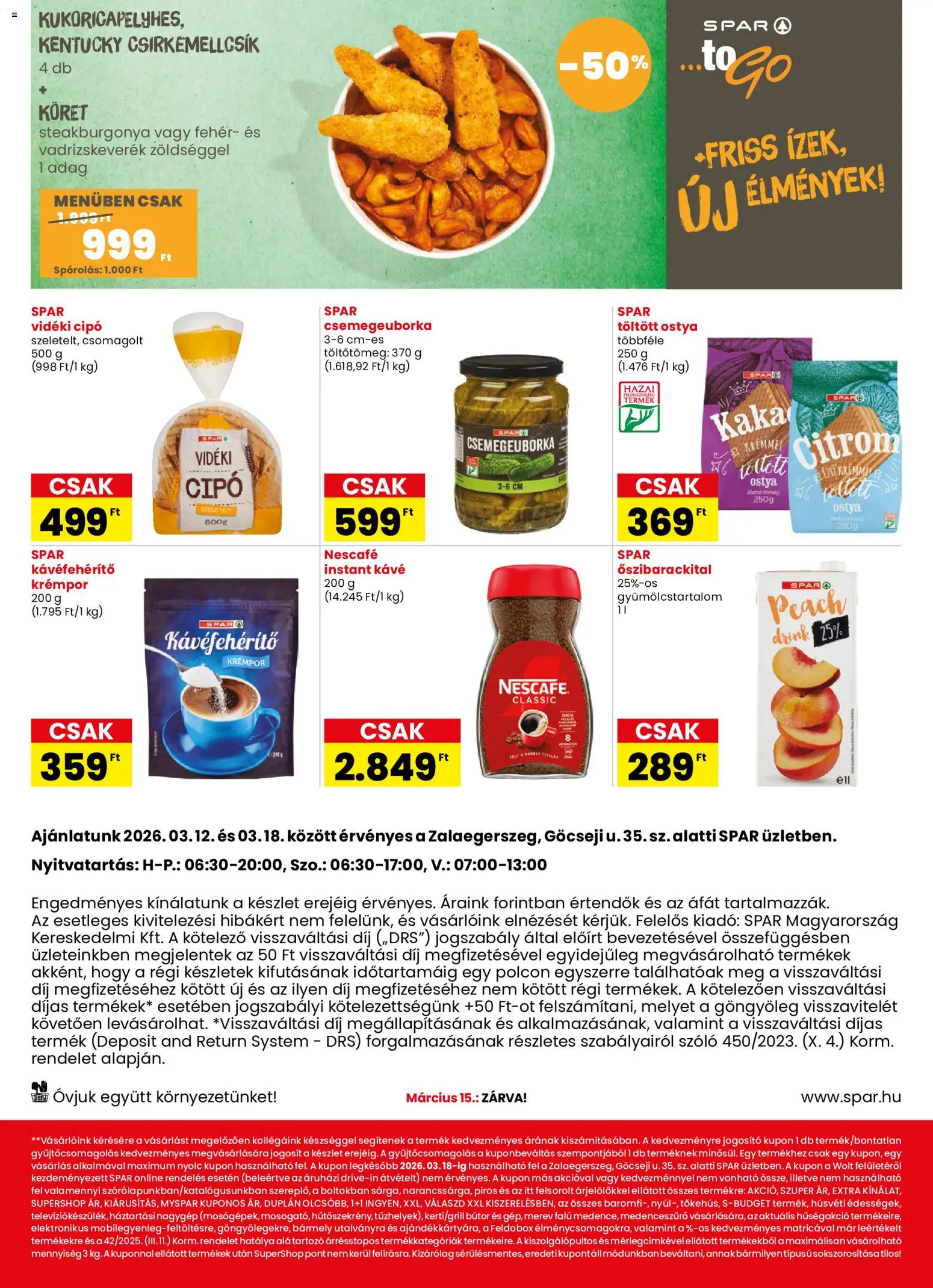 Spar akciós ujság - amely érvényes a következő dátumtól: 12.03.2026 | Oldal: 2 | Termékek: Szőlő, Kávé, Kávéfehérítő, Instant kávé