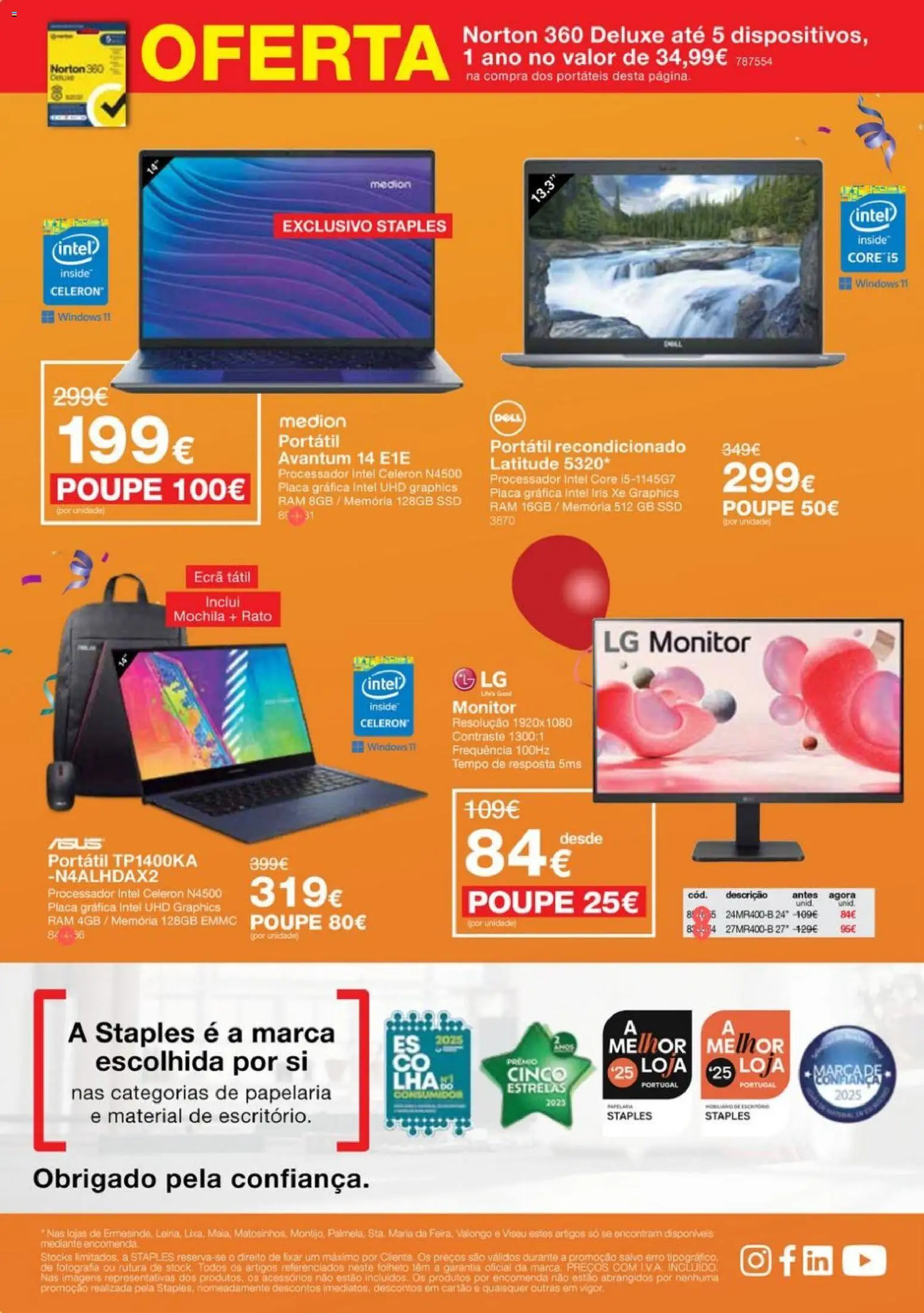 Staples - Festa das Cadeiras e Mobiliário │ válido de 06.11.2025 | Página: 16 | Produtos: Mochila, Monitor