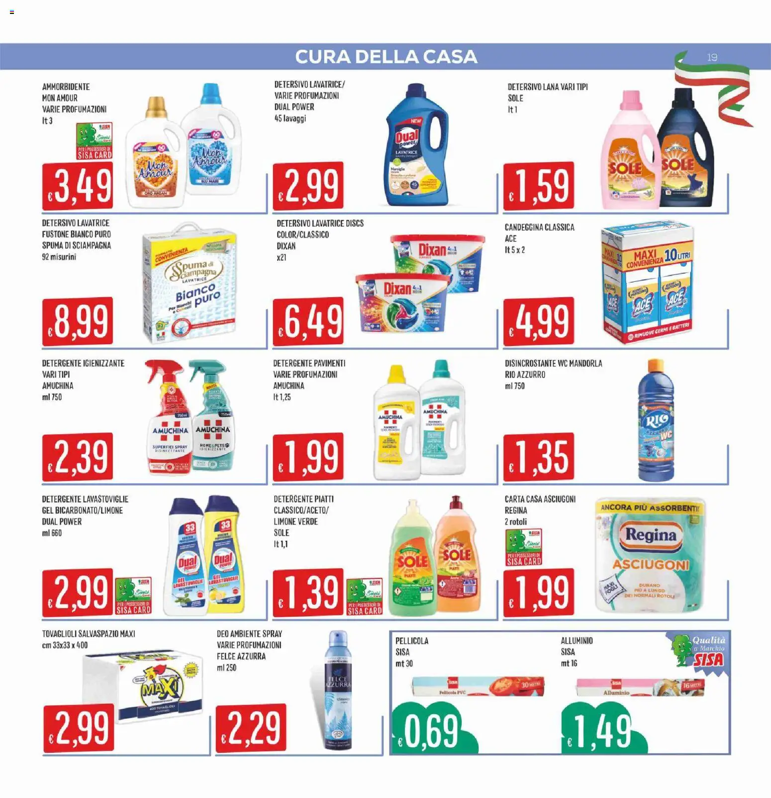 Volantino SISA del 16.04.2026 | Pagina: 19 | Prodotti: Detergente, Candeggina, Limone, Lavatrice