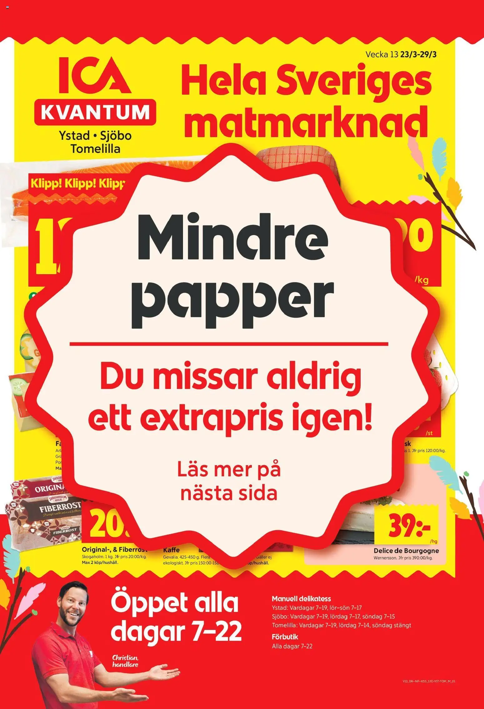 ICA Kvantum reklamblad aktuell från 23.03.2026 | Sida: 1 | Produkter: Galler, Kaffe, Papper