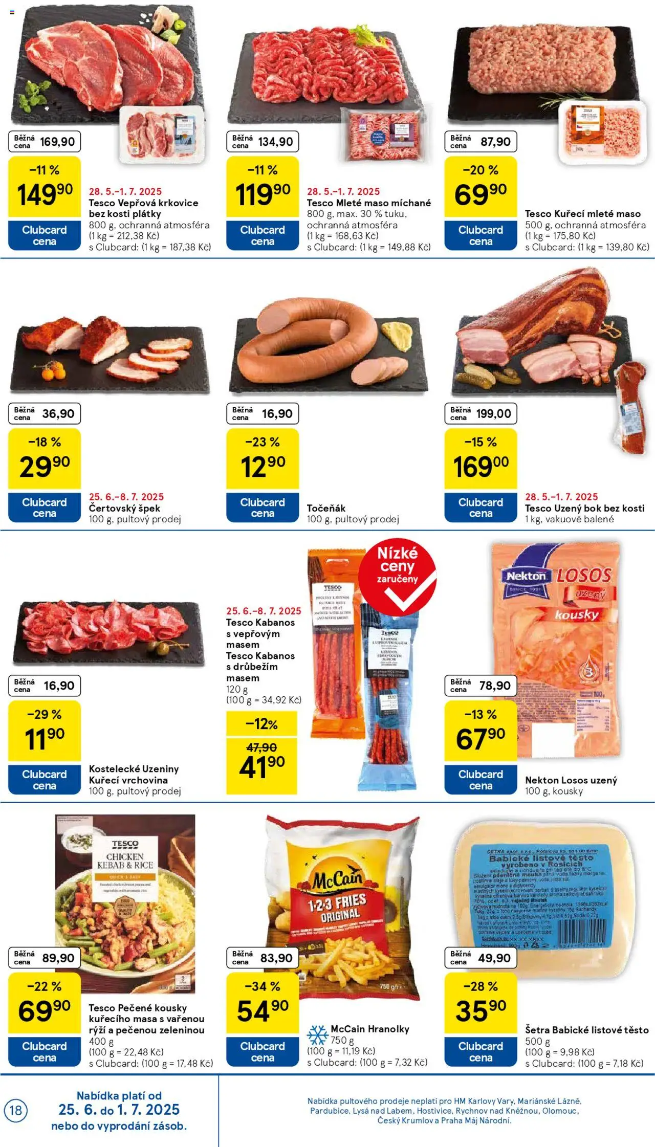 Tesco leták - Hypermarket od 25.06.2025 | Strana: 18 | Produkty: Hranolky, Kebab, Krkovice bez kosti, Vepřová krkovice