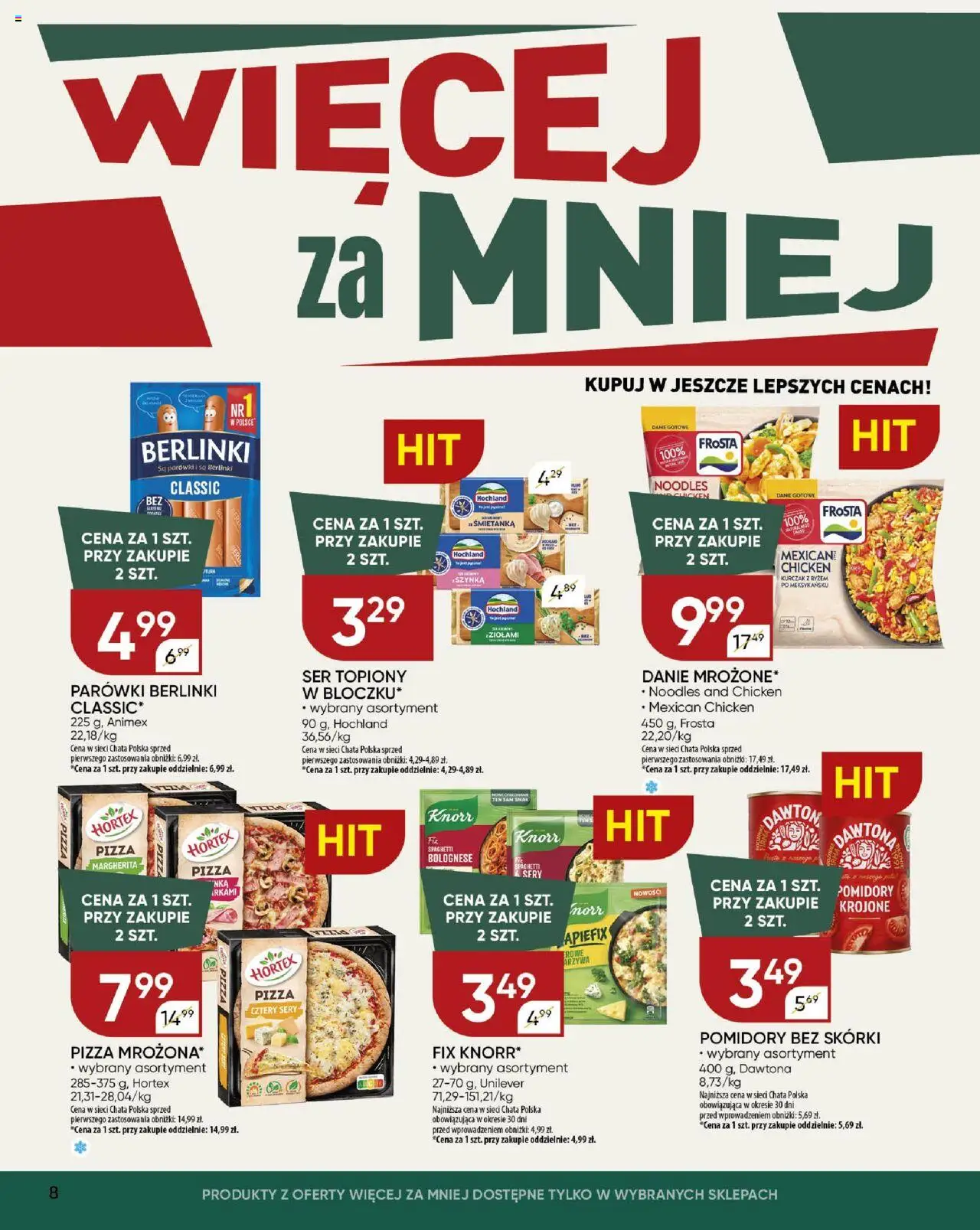 Chata Polska Gazetka od 11.09.2025 | Strona: 8 | Produkty: Ser topiony, Parówki berlinki, Ser, Pomidory