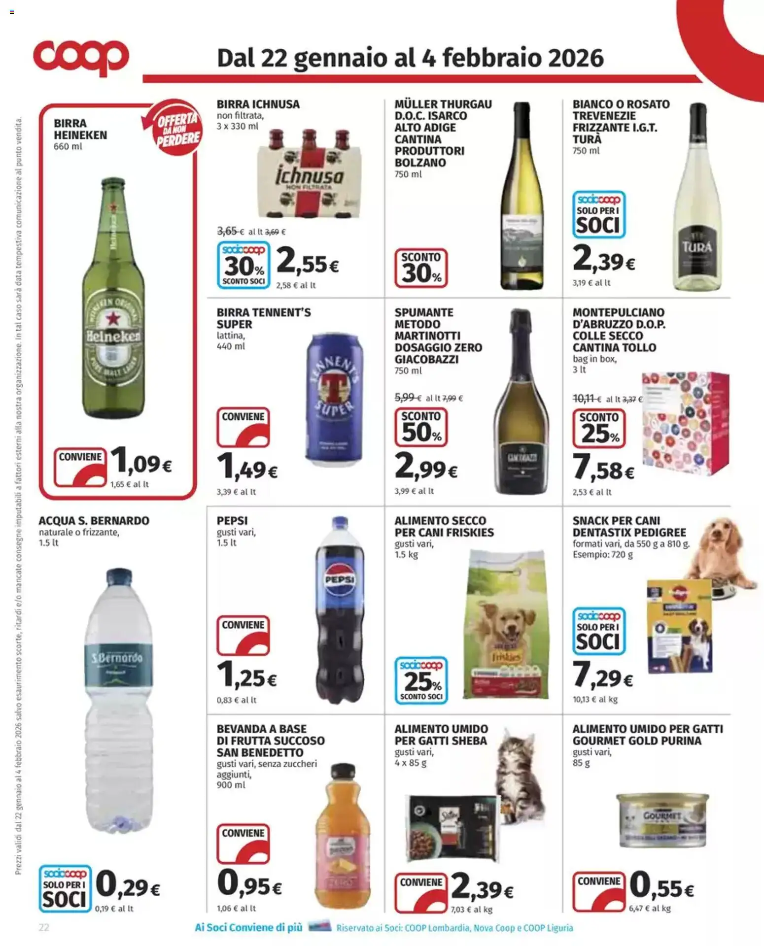 Volantino COOP del 22.01.2026 | Pagina: 22 | Prodotti: Acqua, Data, Spumante, Pepsi