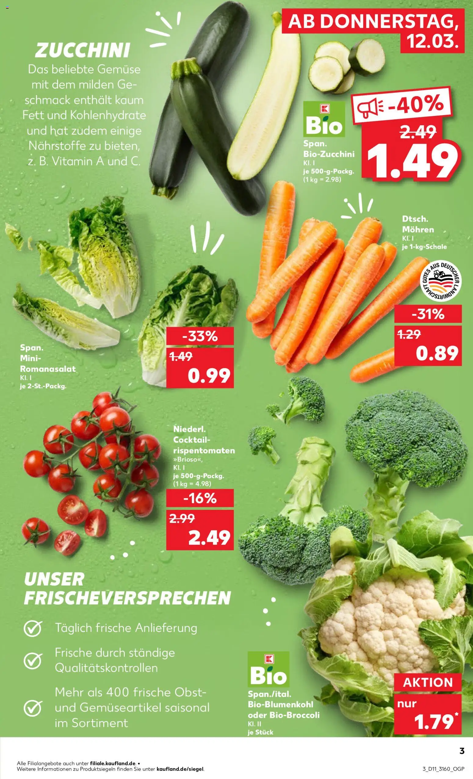 Kaufland Prospekt Rostock	 – gültig ab 12.03.2026 | Seite: 3 | Produkte: Mohren, Gemüse, Obst, Zucchini