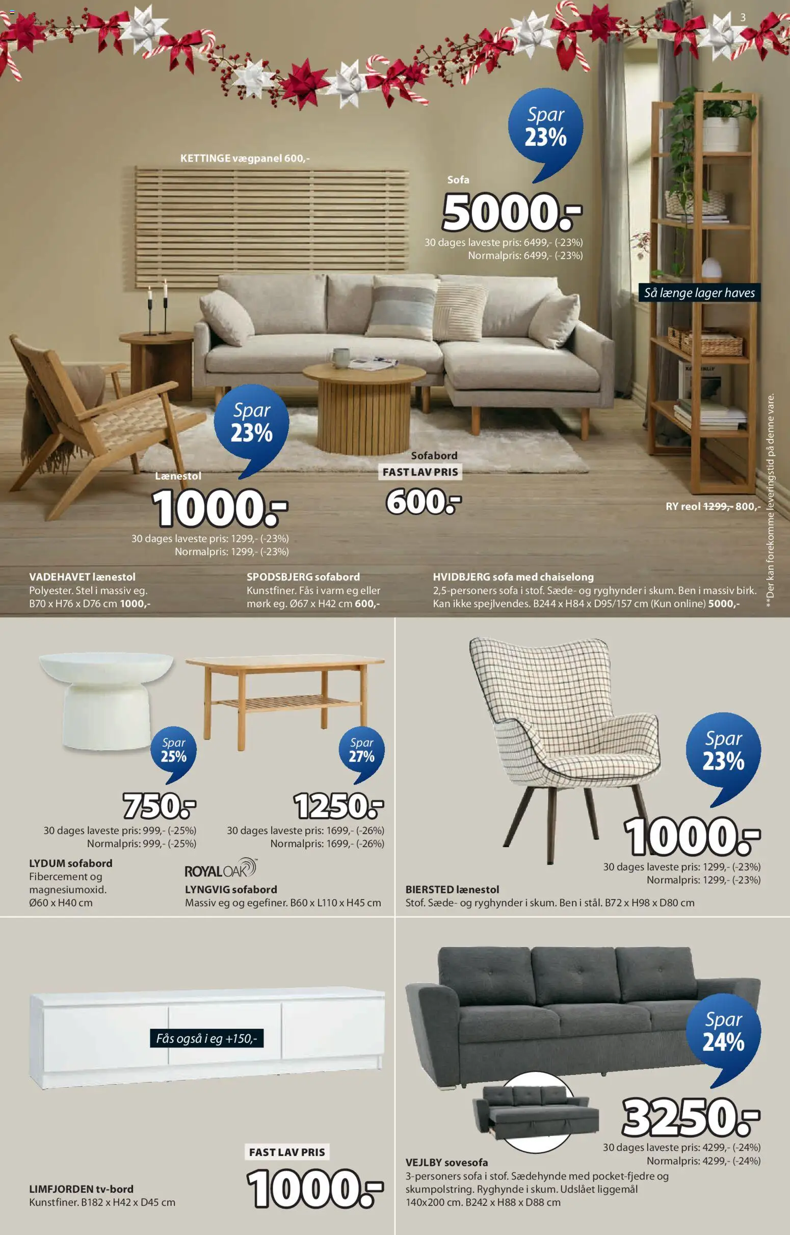 JYSK tilbudsavis – gyldig fra 17.12.2025 | Side: 3 | Produkter: Sofabord, Sofa, Lænestol