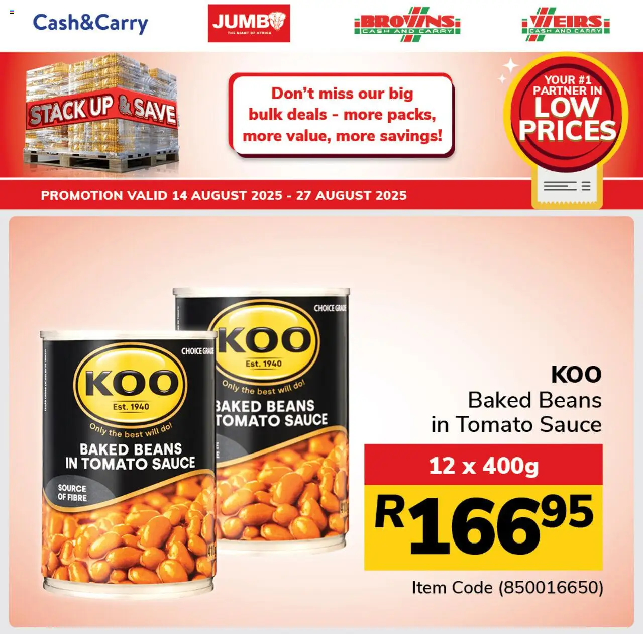 Jumbo Stack Up & Save Pantry │ valid from 14.08.2025 | Page: 1 | Products: Beans, Baked beans, Tomato sauce, Sauce