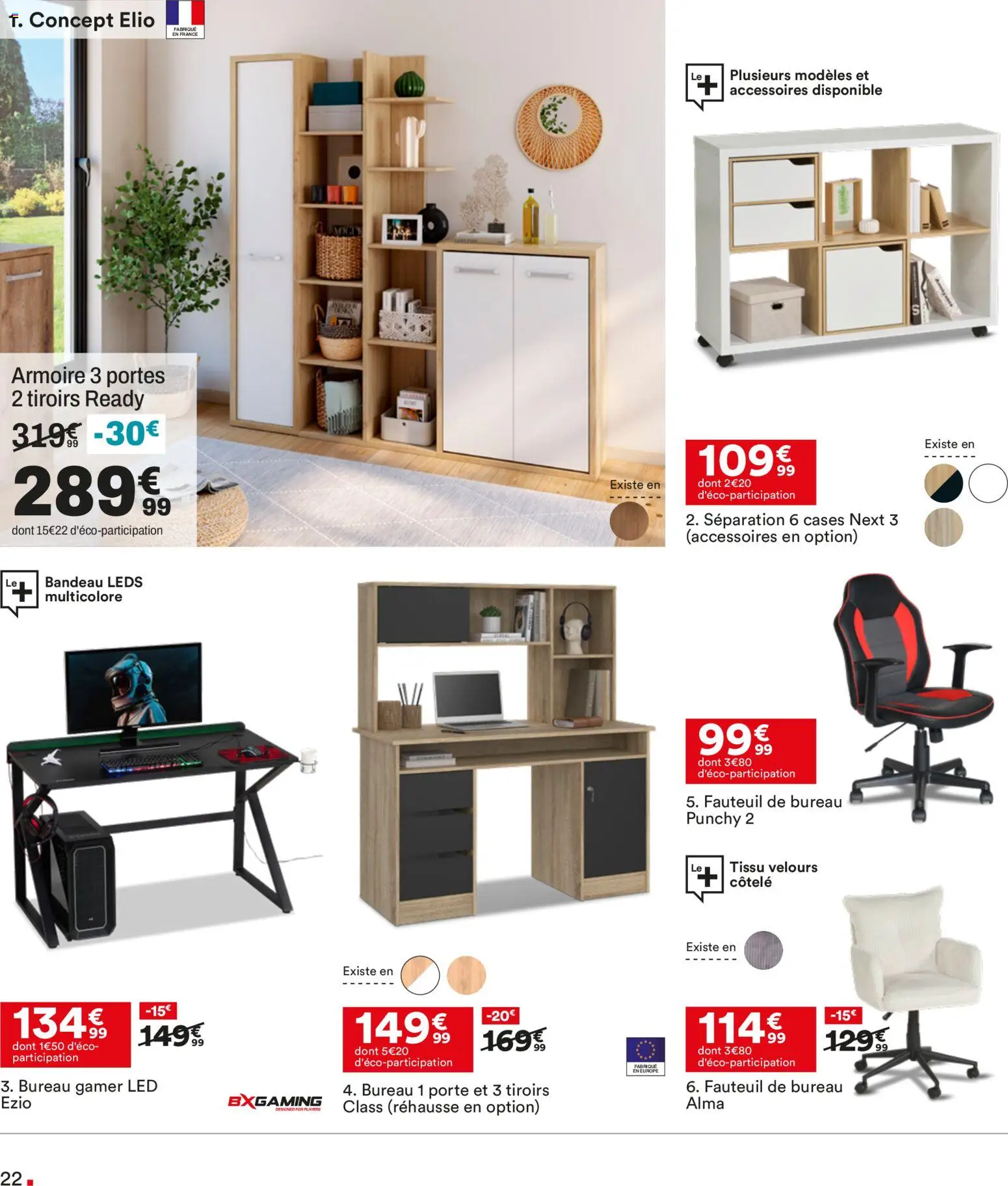 {H1} | Page: 22 | Produits: Bureau, Armoire, Portes, Tiroirs
