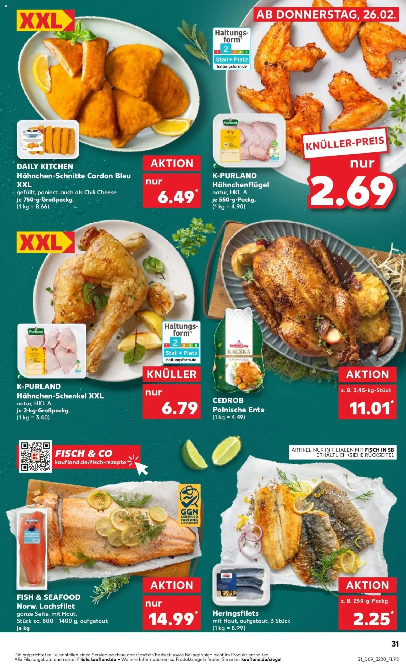 Kaufland prospekt Blankenfelde-Mahlow	 – gültig ab 26.02.2026 | Seite: 31 | Produkte: Hahnchenschenkel, Fisch, Chili, Ente