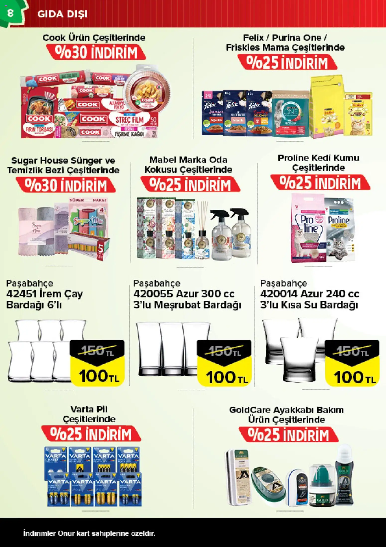 Onur Market Katalog - 24.03.2026 tarihinden itibaren geçerlidir | Sayfa: 8 | Ürünler: Pil, Çay, Su, Su bardağı