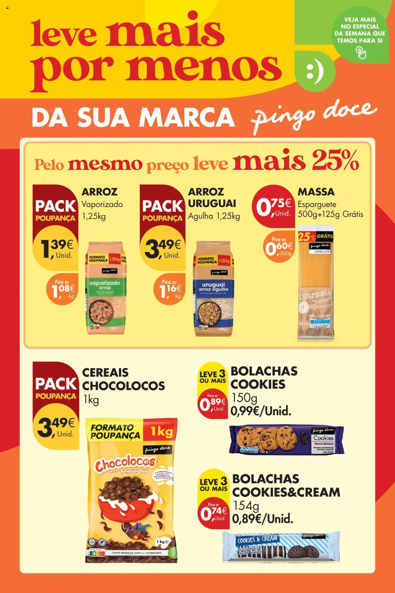 Pingo Doce Poupe Este Fim de Semana │ válido de 10.10.2025 | Página: 20 | Produtos: Esparguete, Pratos, Bolachas, Cereais