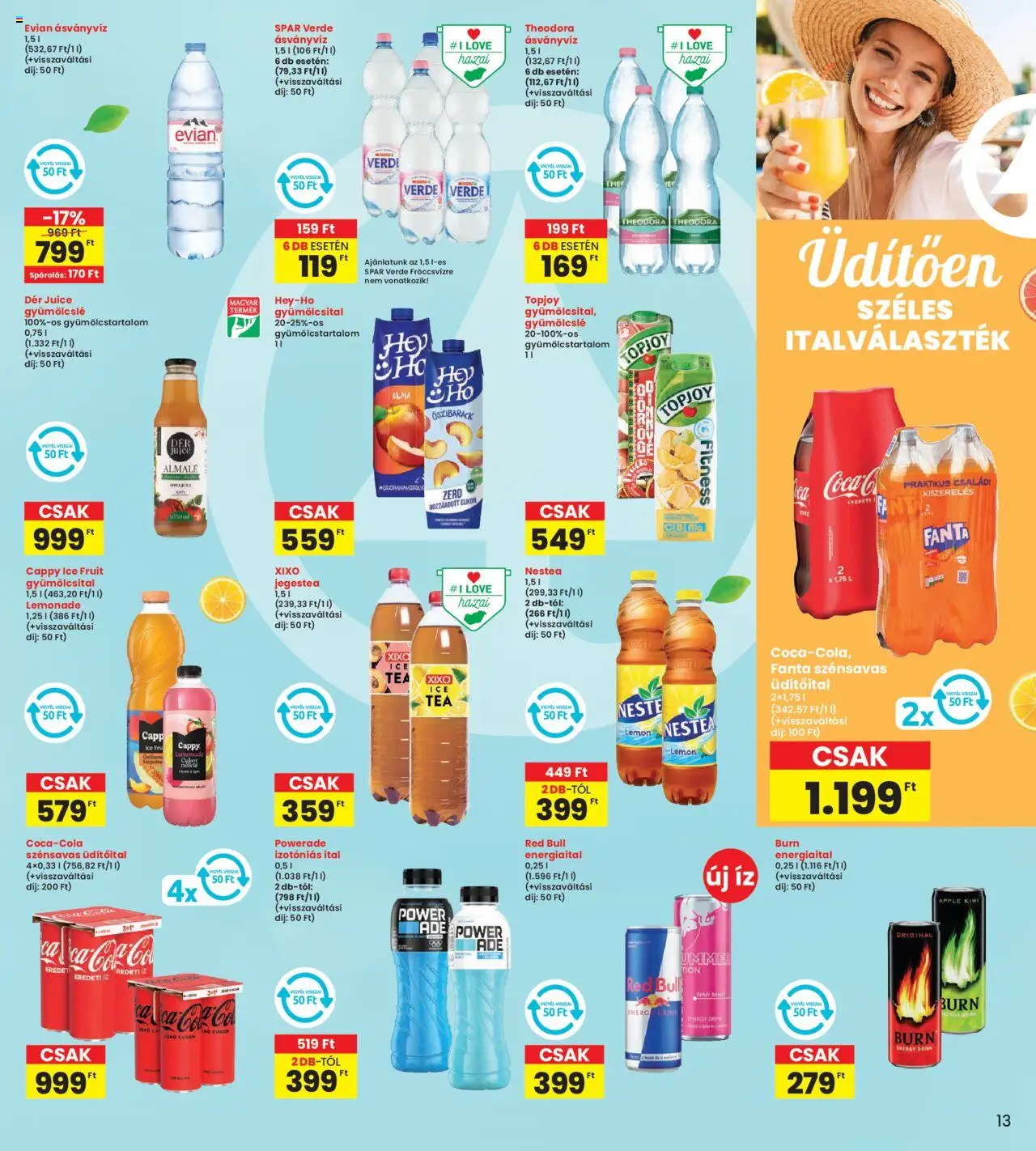 Interspar akciós ujság - amely érvényes a következő dátumtól: 19.06.2025 | Oldal: 13 | Termékek: Gyümölcslé, Ásványvíz, Alma, Só