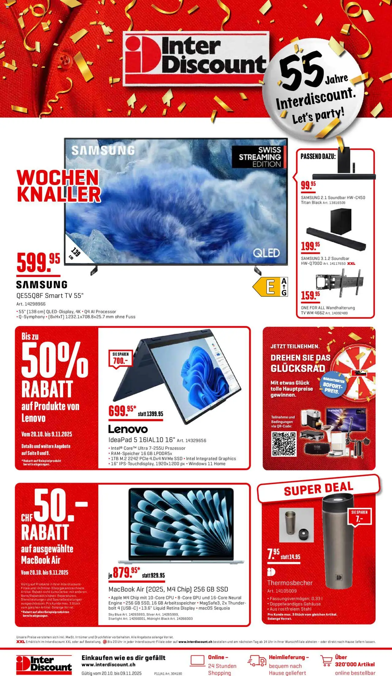 Interdiscount Aktionen – gültig ab 20.10.2025 | Seite: 1 | Produkte: Soundbar, Uhr, Apple, Samsung