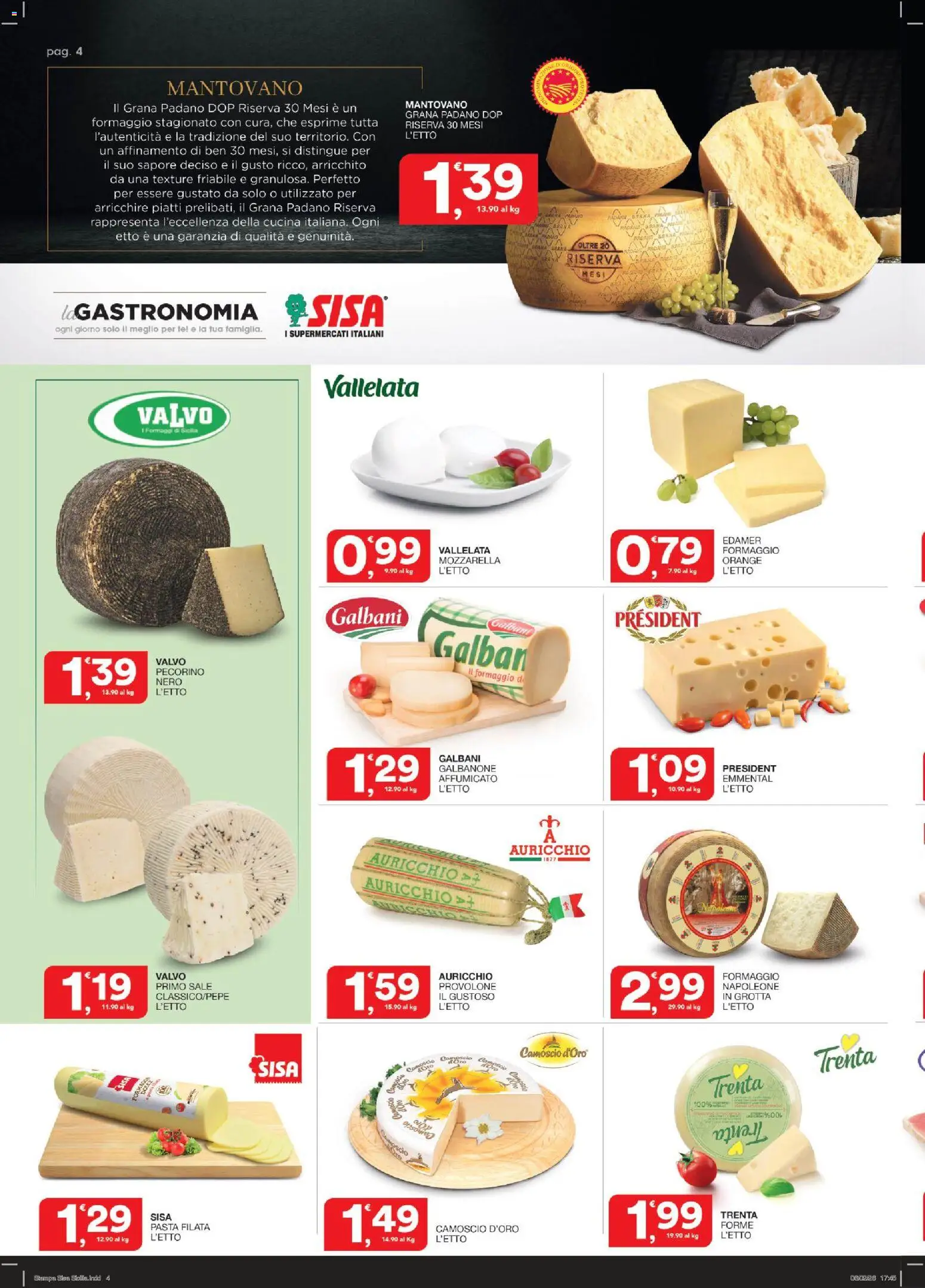 Volantino SISA del 26.02.2026 | Pagina: 4 | Prodotti: Provolone, Sale, Mozzarella, Pecorino