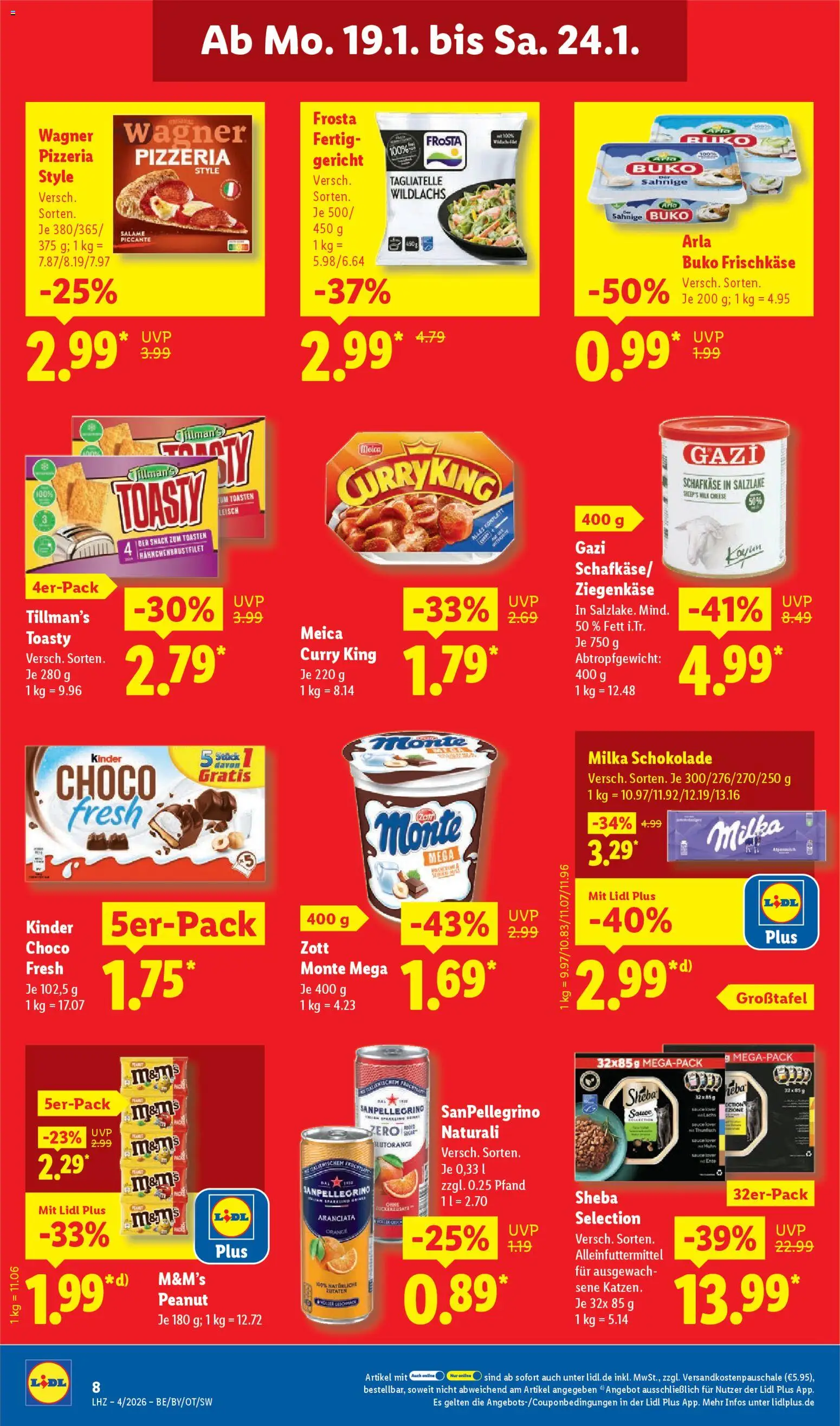 Lidl Prospekt Gundelsheim – gültig ab 19.01.2026 | Seite: 14 | Produkte: Sheba, Ziegenkäse, Milka, Frosta