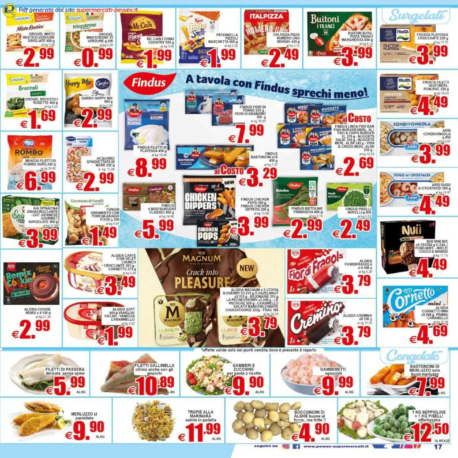 Volantino Pewex del 17.04.2026 | Pagina: 17 | Prodotti: Cornetto, Merluzzo, Verdure, Funghi