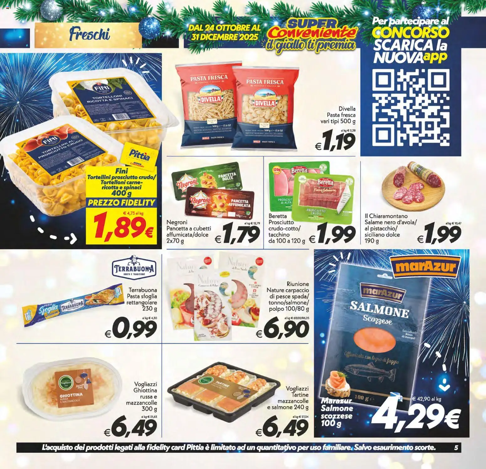 Volantino SuperConveniente del 27.12.2025 | Pagina: 5 | Prodotti: Salmone, Pasta sfoglia, Pancetta, Ricotta