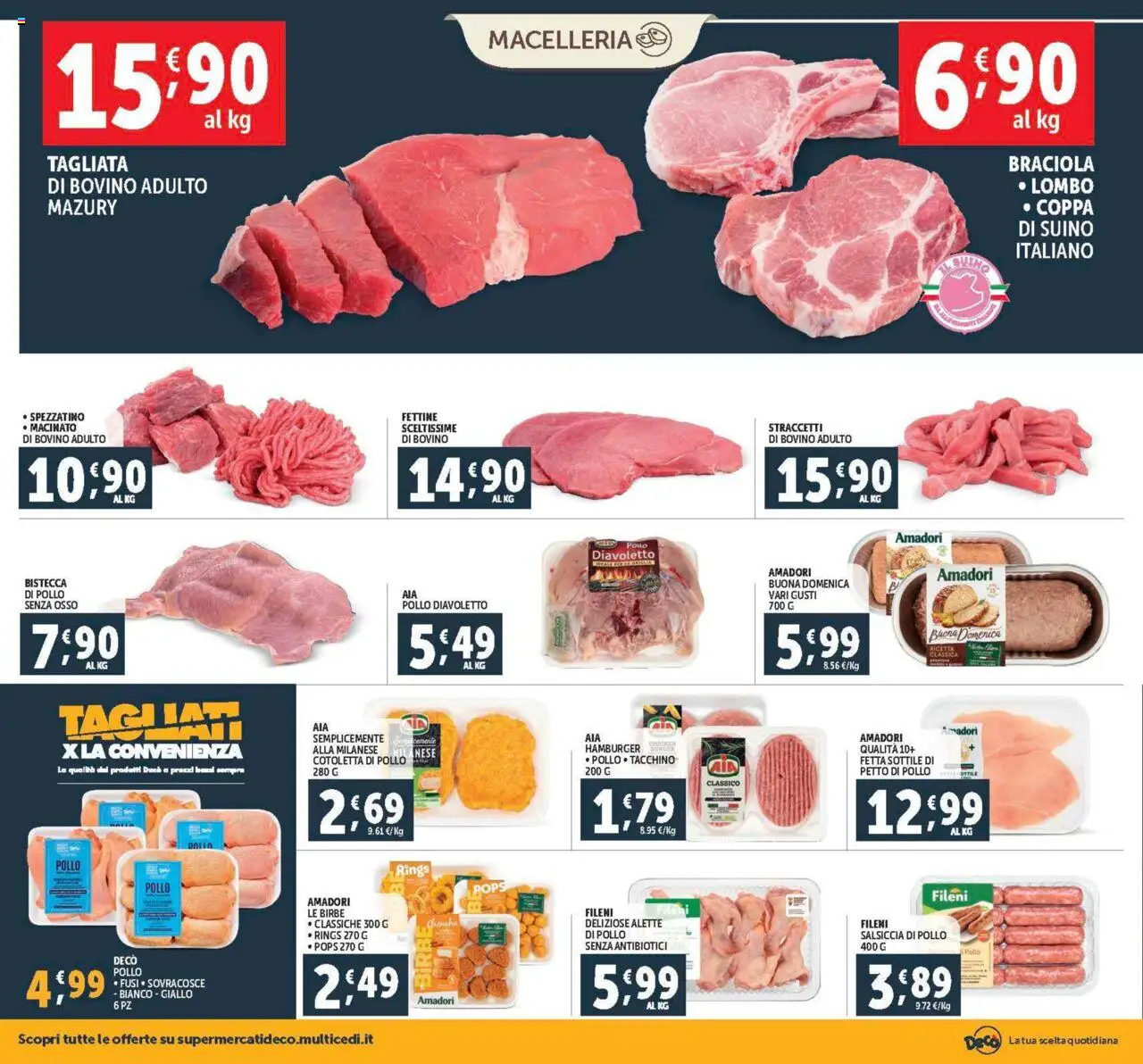 Volantino Decò del 08.08.2025 | Pagina: 4 | Prodotti: Bovino, Petto di Pollo, Suino, Salsiccia