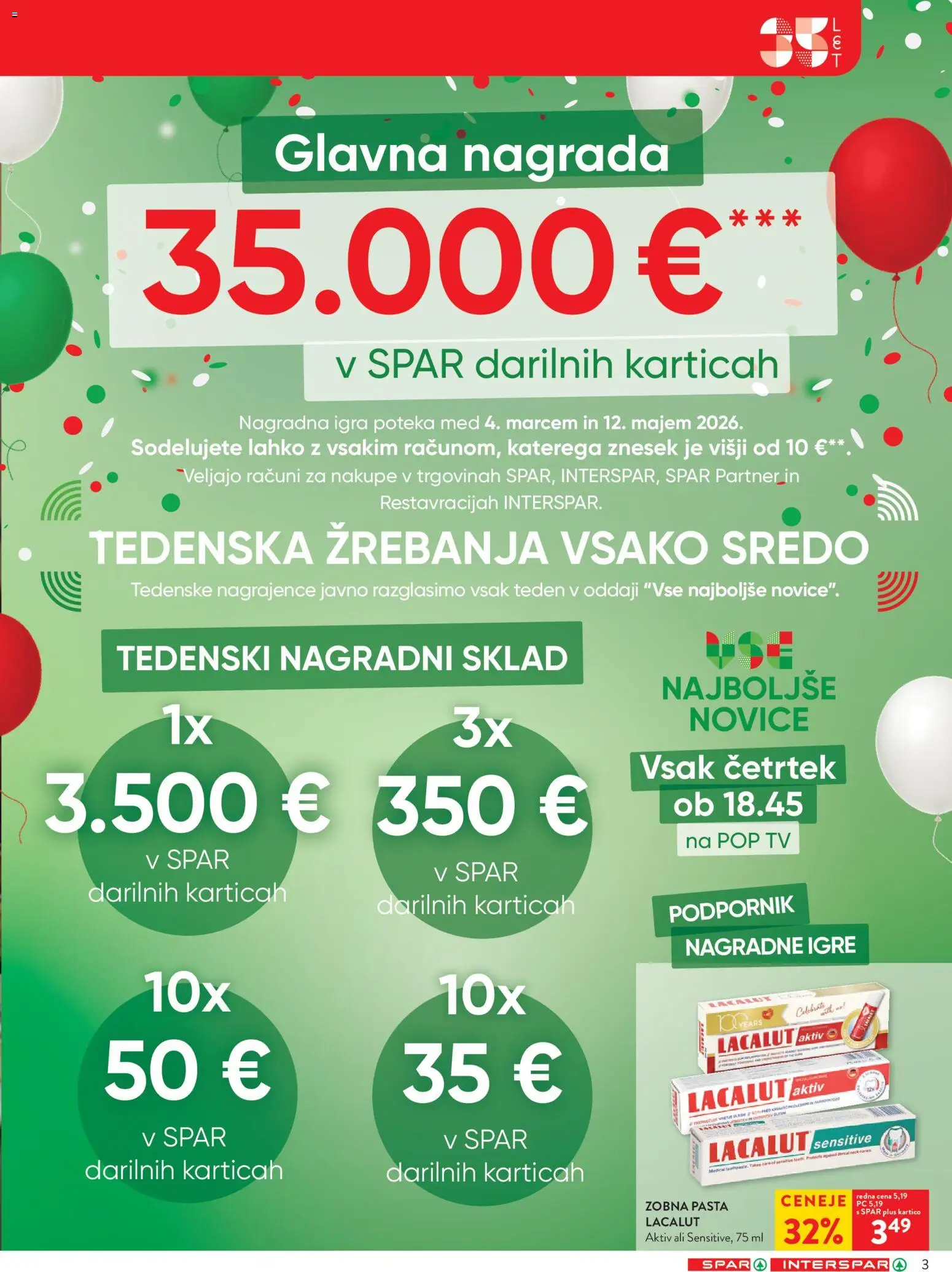 Novi Spar katalog ponudbe – veljaven od 04.03.2026 | Stran: 3 | Izdelki: Tv, Igra, Zobna pasta