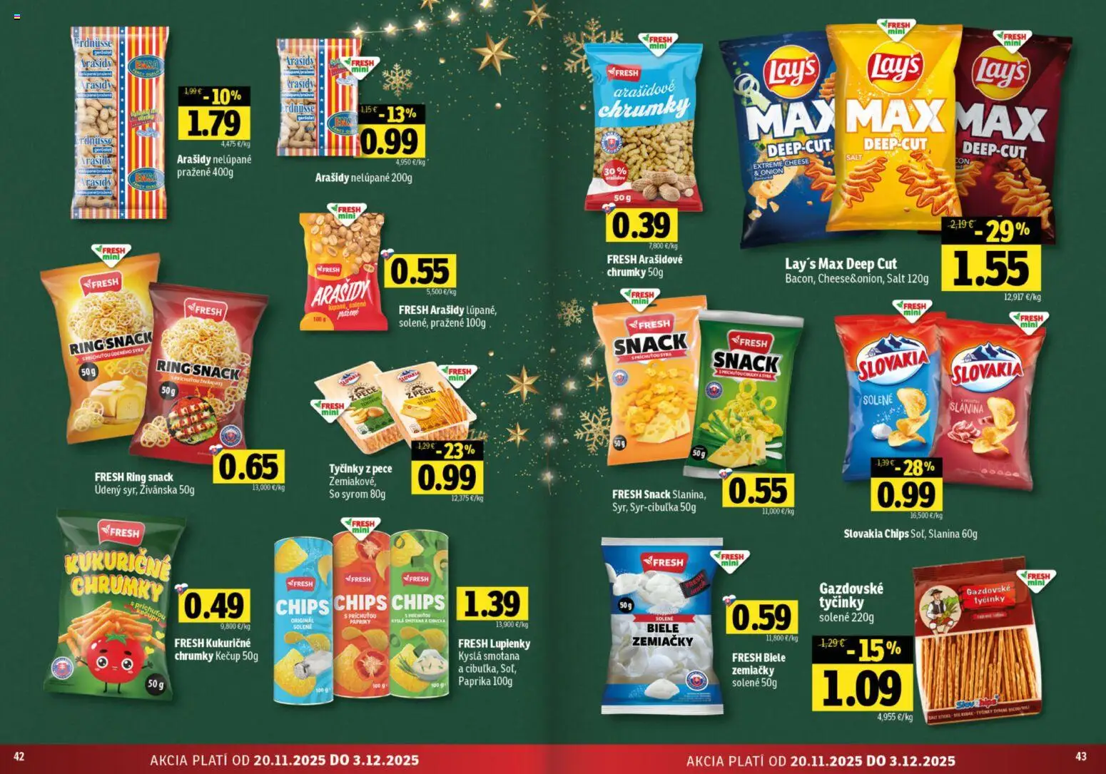 Nové Fresh akcie – leták je platný od 20.11.2025 | Strana: 22 | Produkty: Slanina, Smotana, Kečup, Arašidy