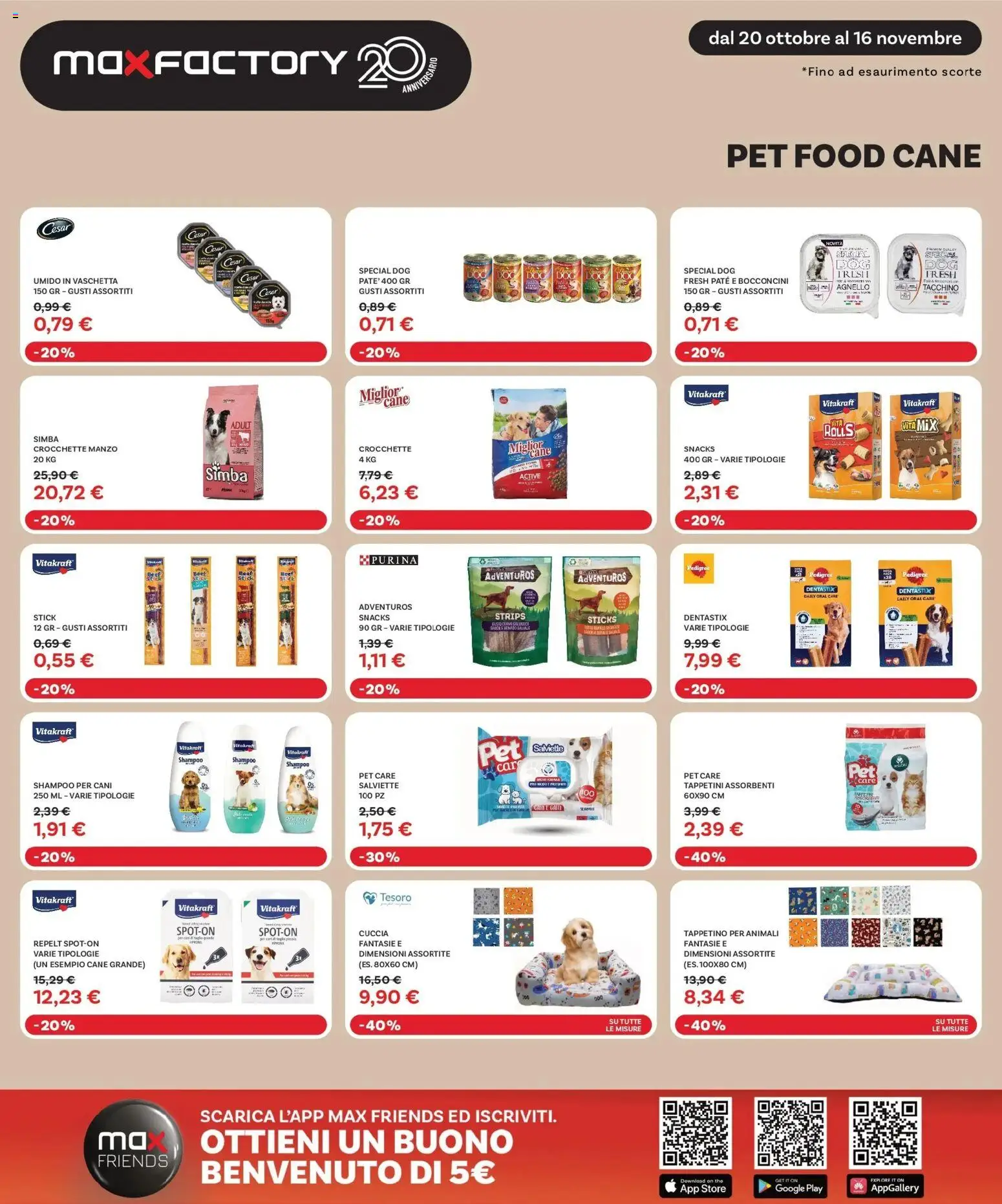 Volantino Max Factory del 20.10.2025 | Pagina: 34 | Prodotti: Manzo, Tacchino, Crocchette, Agnello