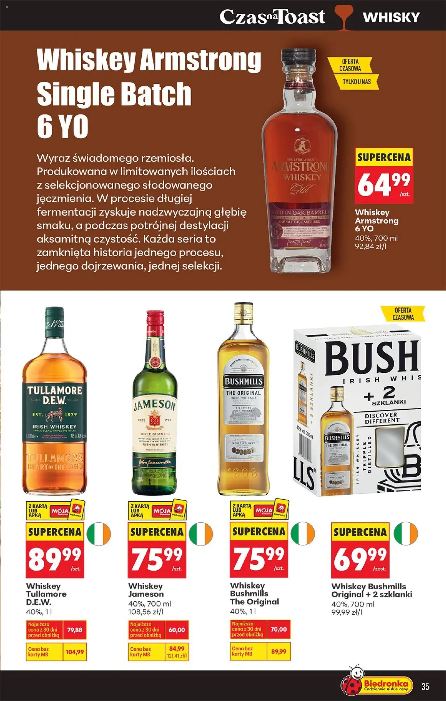 Biedronka Polsko leták - Czas na toast od 23.03.2026 | Strana: 37 | Produkty: Jameson, Whisky, Bushmills, Karty